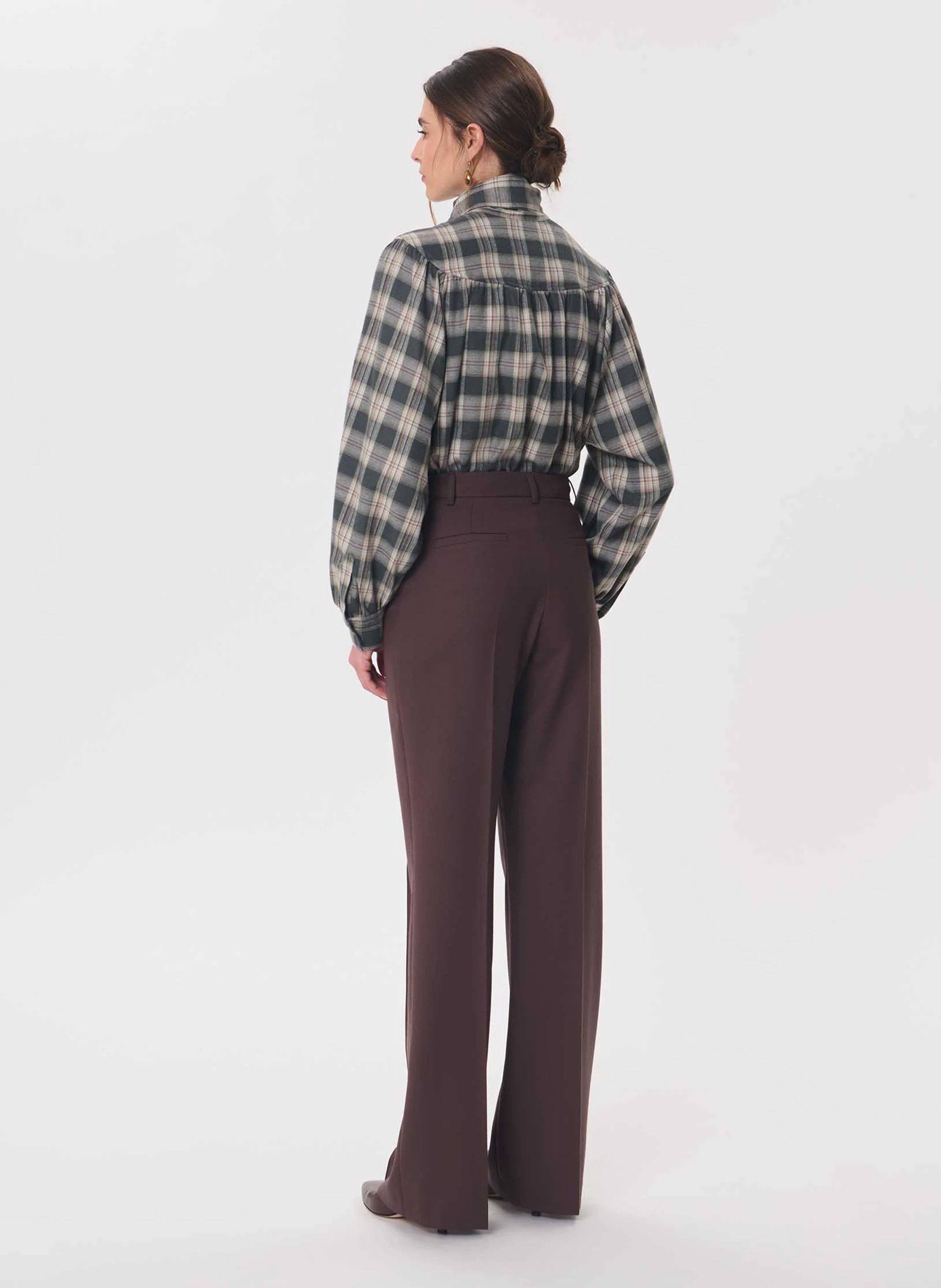 Pantalon flare taille haute TARA JARMON Marron