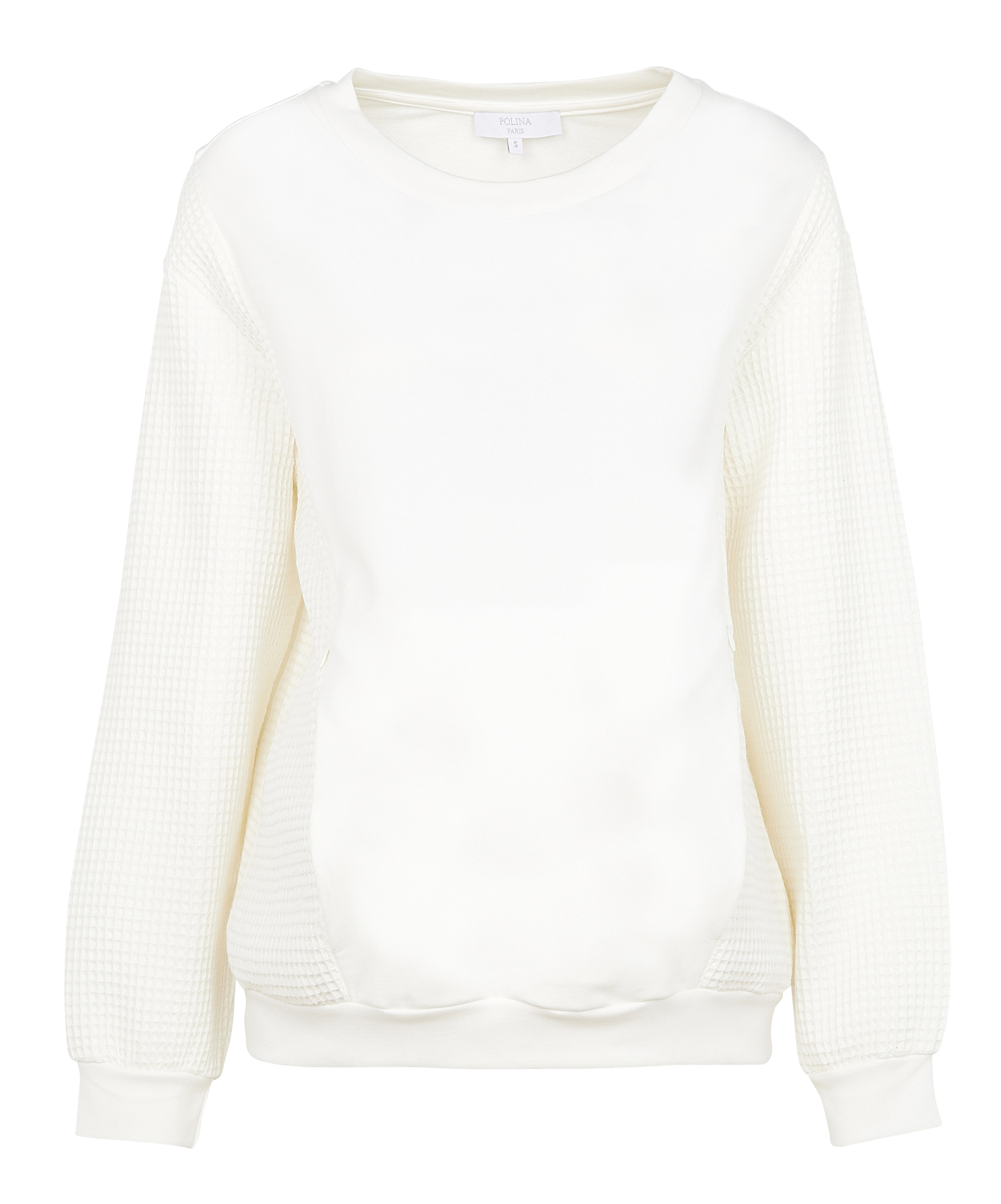 Long-sleeved cotton maternity top POLINA White