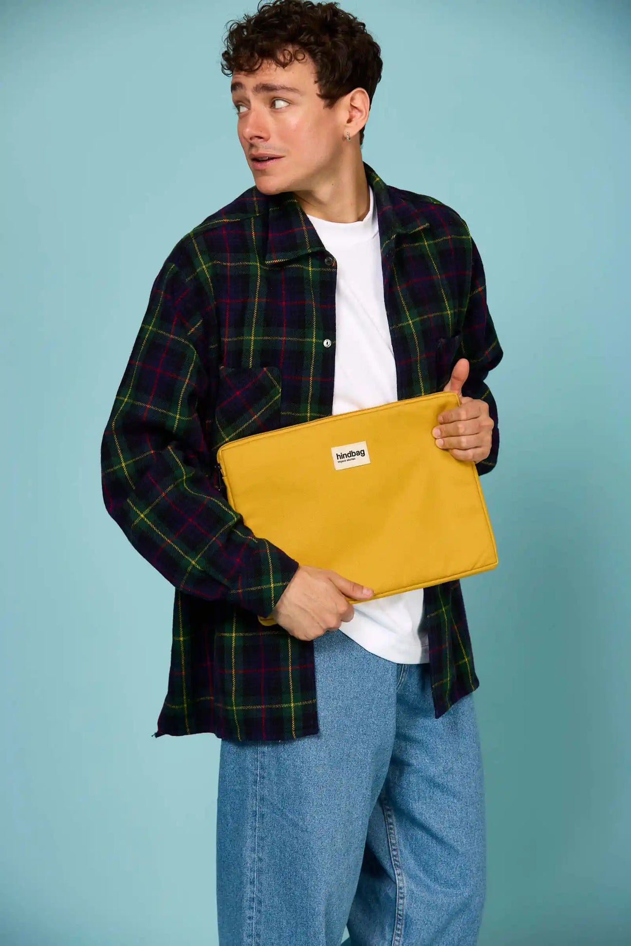 Cotton laptop sleeve with shock-absorbing foam HINDBAG Yellow