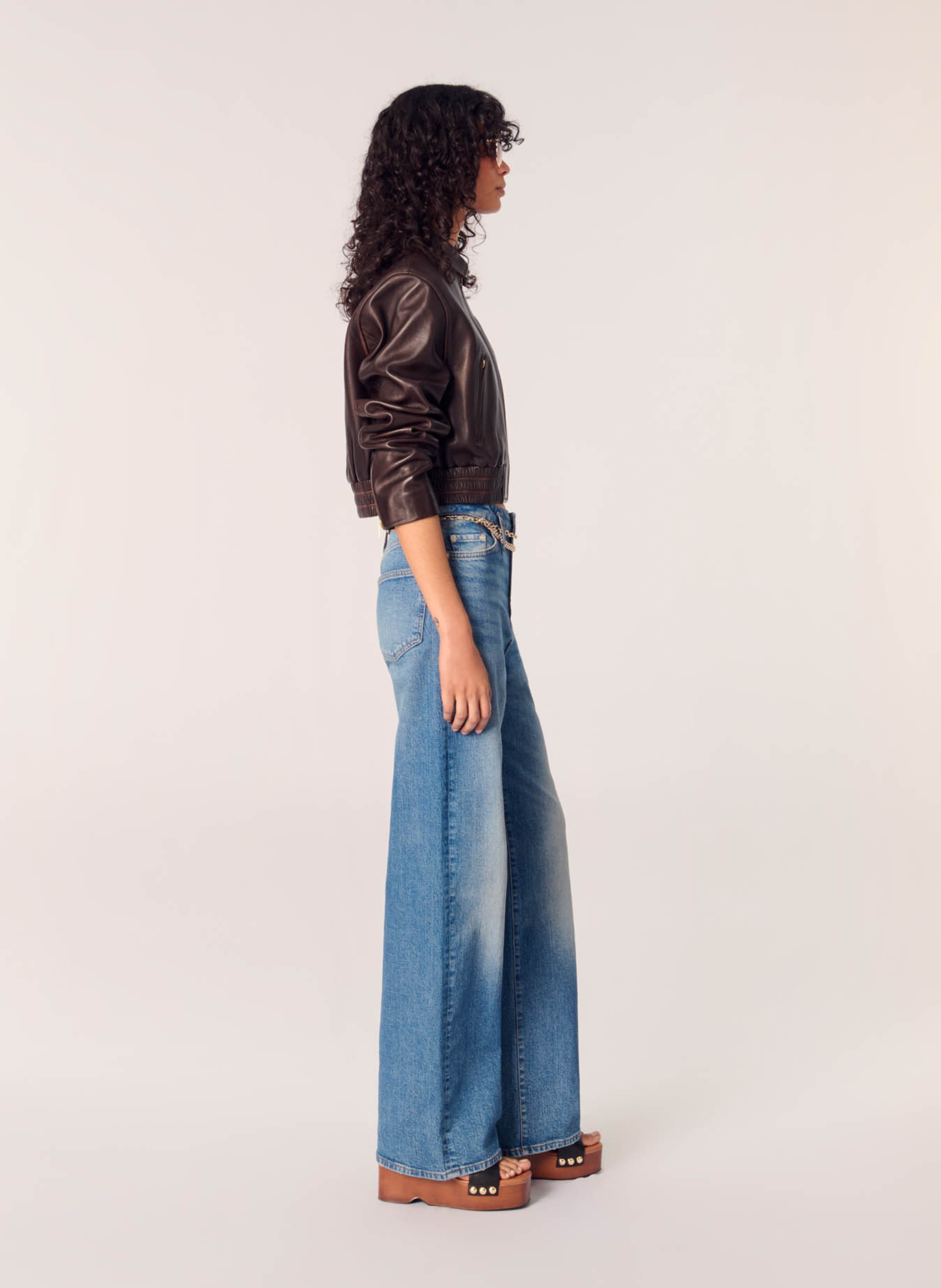 Cactus - Kurzer Lederblouson mit Reißverschluss MAJE Braun