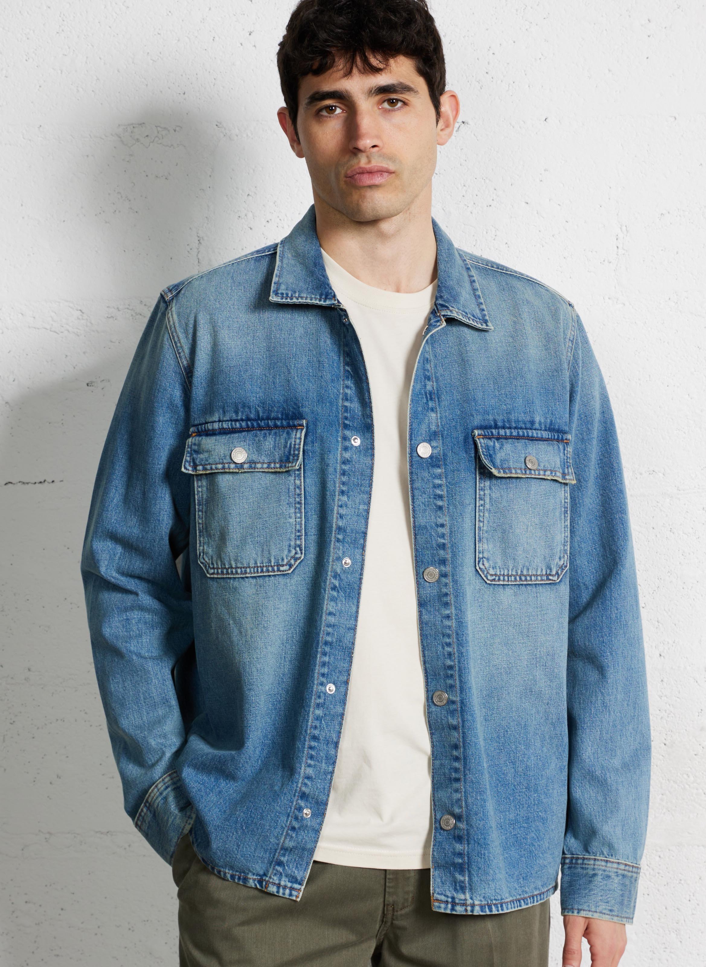 Buttoned straight denim shirt PEPE JEANS Blue