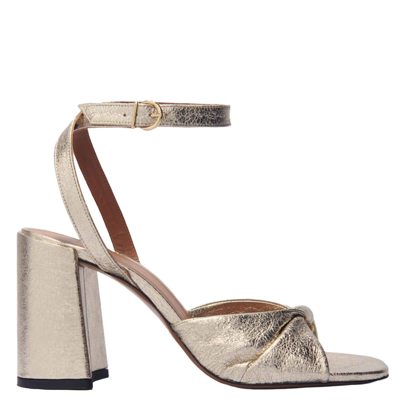 Sandales à talon en curi métallisé MAJE Doré