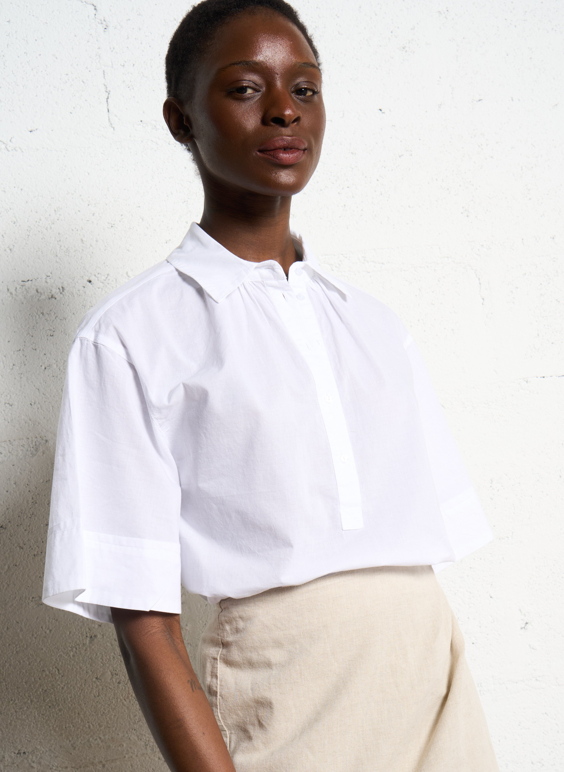 Camicia A Maniche Lunghe In Popeline - BIANCO - Bambina - 12.00 - Foto 13