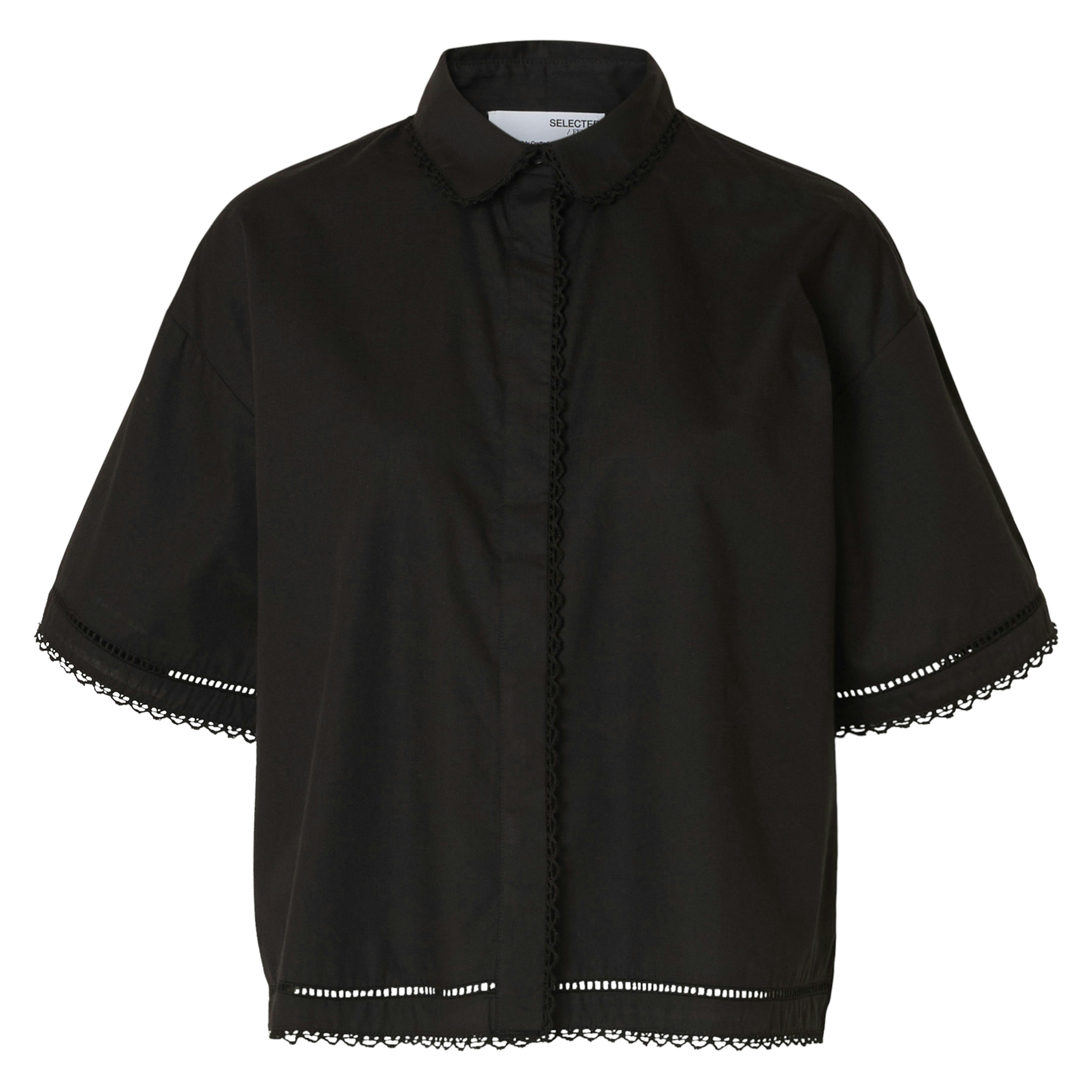 Straight shirt with lace details SELECTED Black