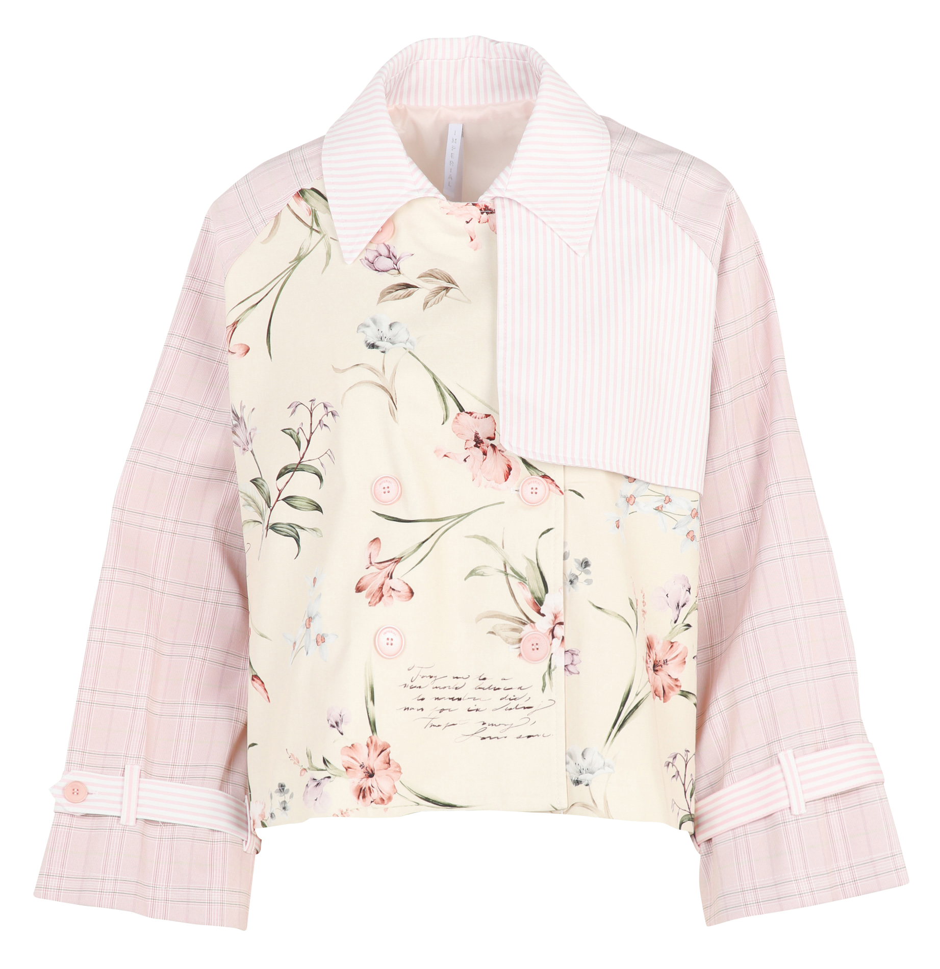 Short classic trench coat with floral print IMPERIAL Pink