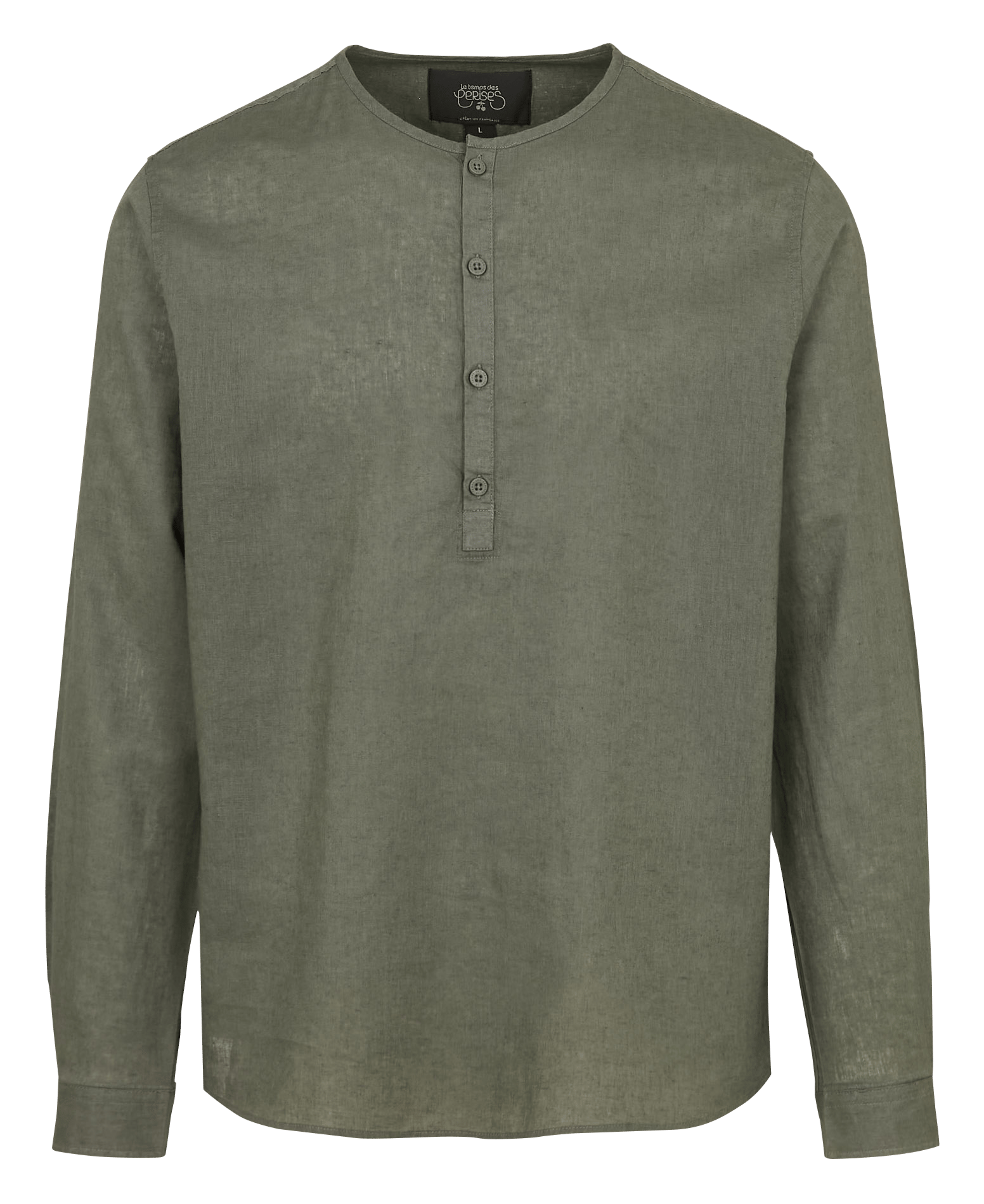 Chemise col rond en lin mélangé LE TEMPS DES CERISES Vert