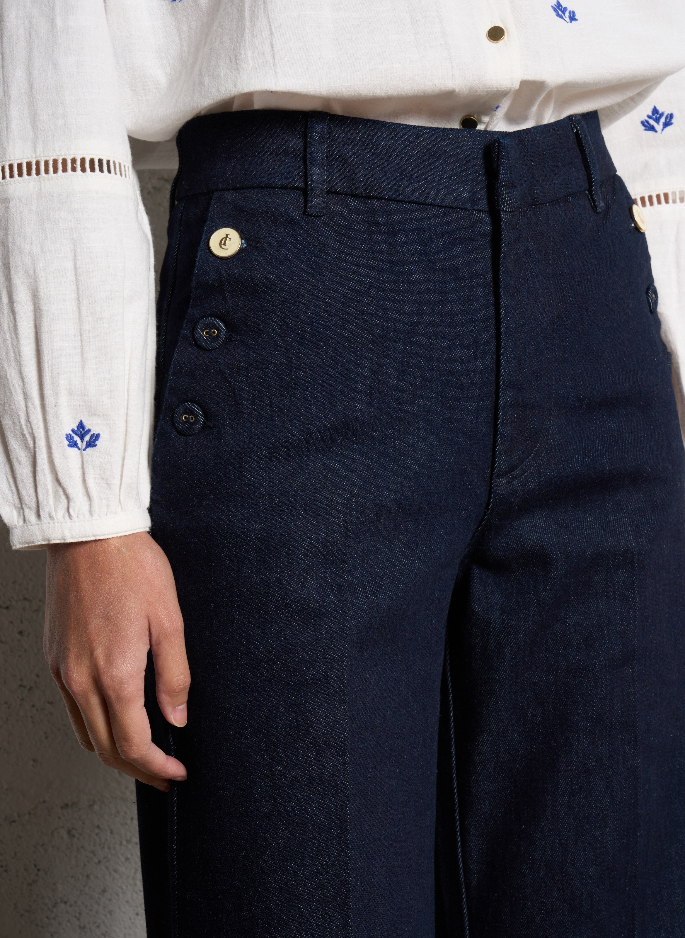 Jean flare en coton mélangé I CODE Bleu