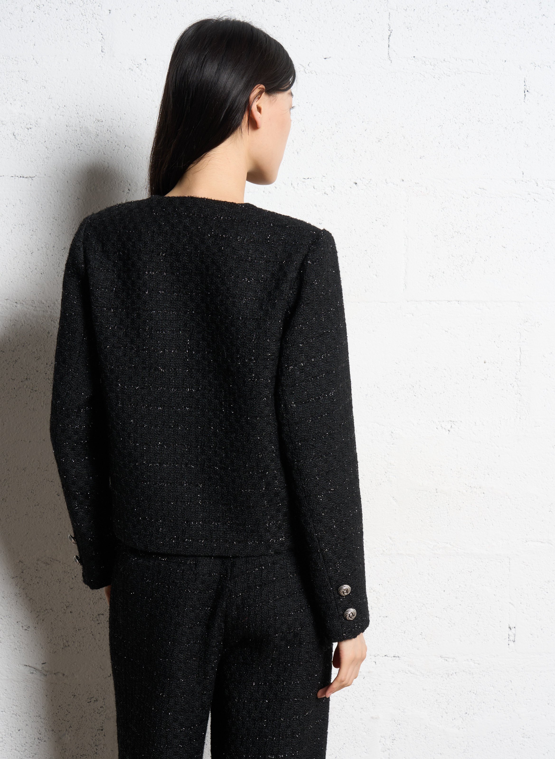 Gerade geschnittene Jacke aus recycelten Mischfasern SUNCOO Schwarz