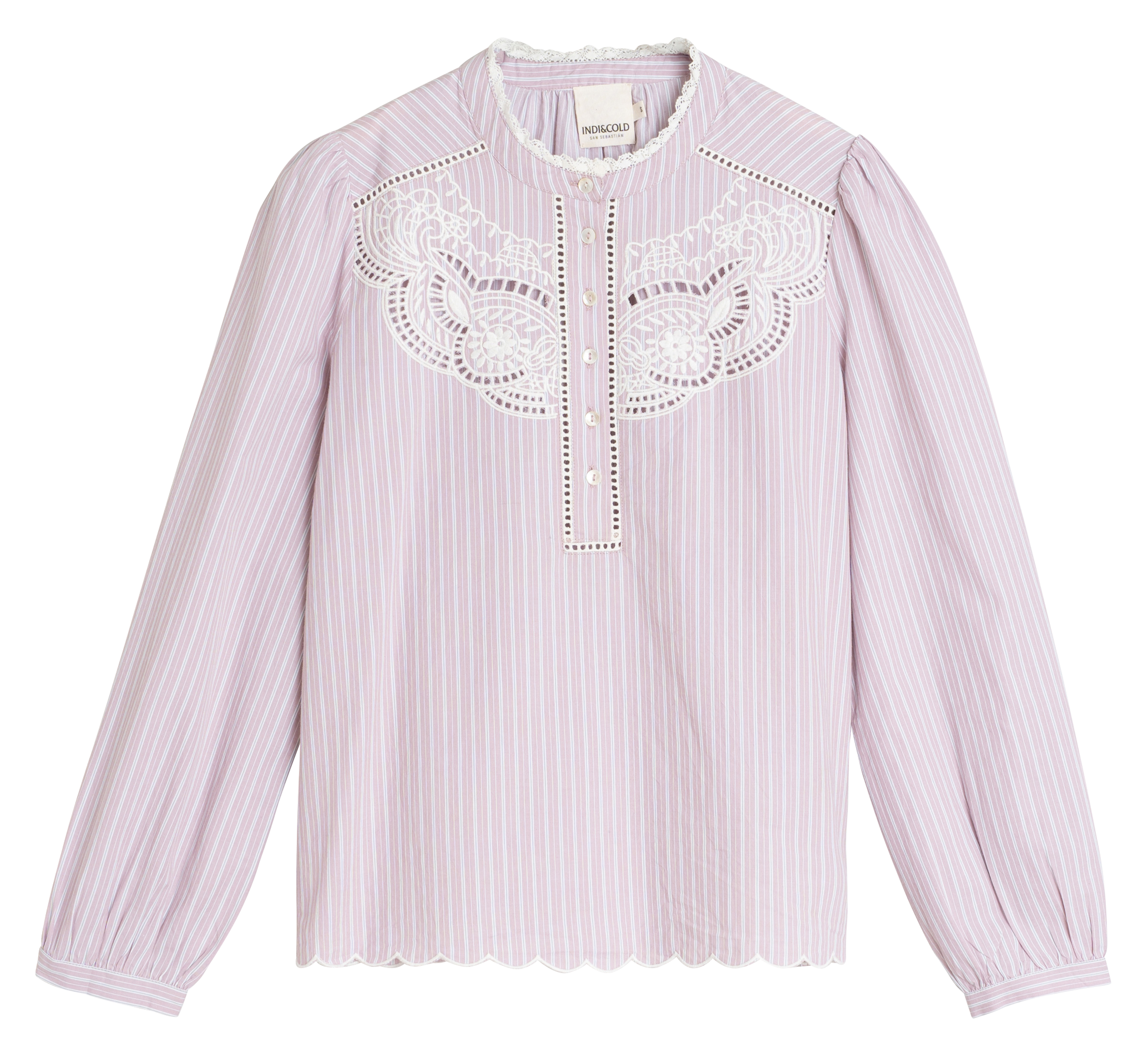 Round-neck cotton blouse INDI &amp; COLD Purple