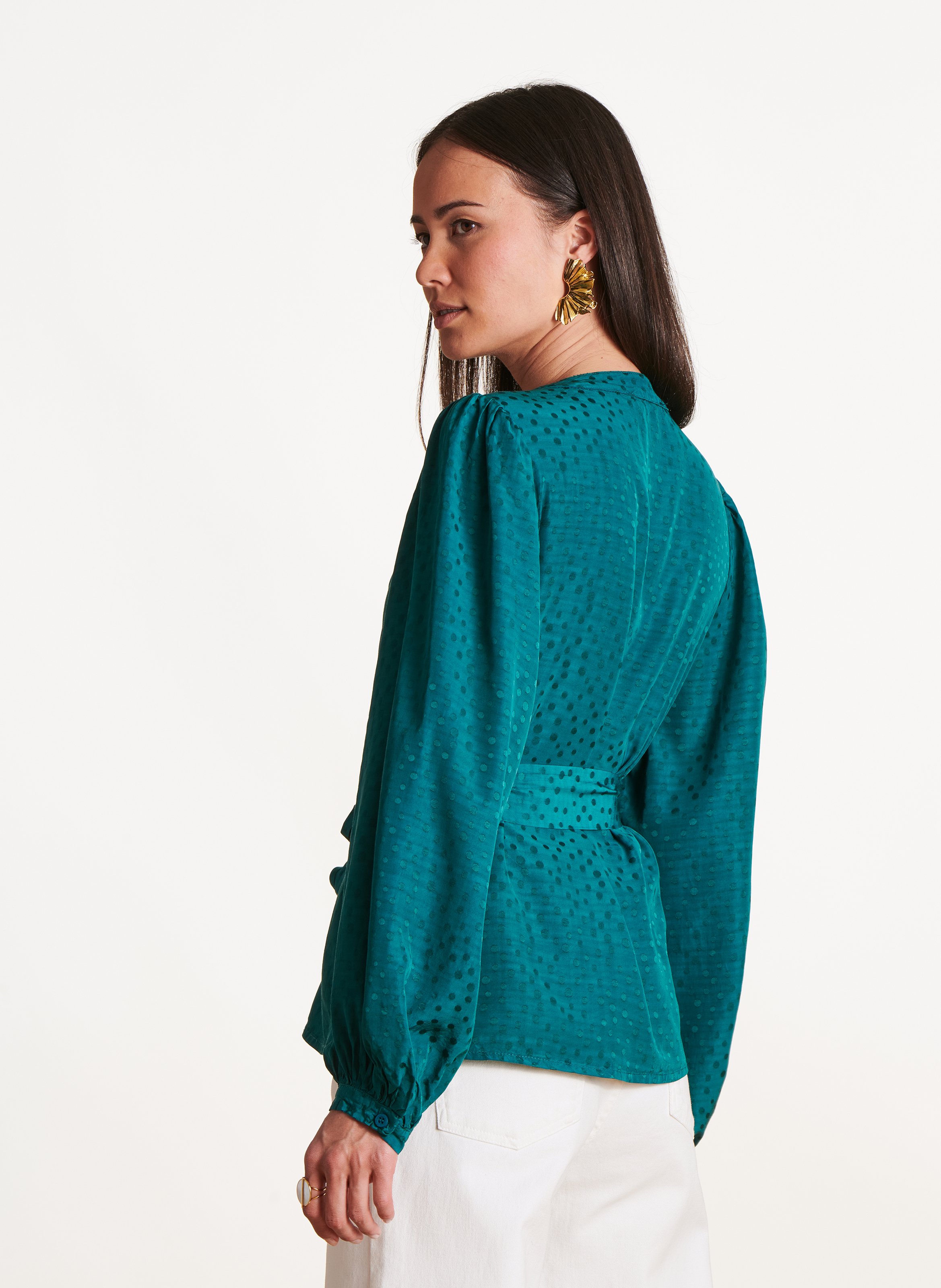 Top fluide large col V LA FEE MARABOUTEE Vert