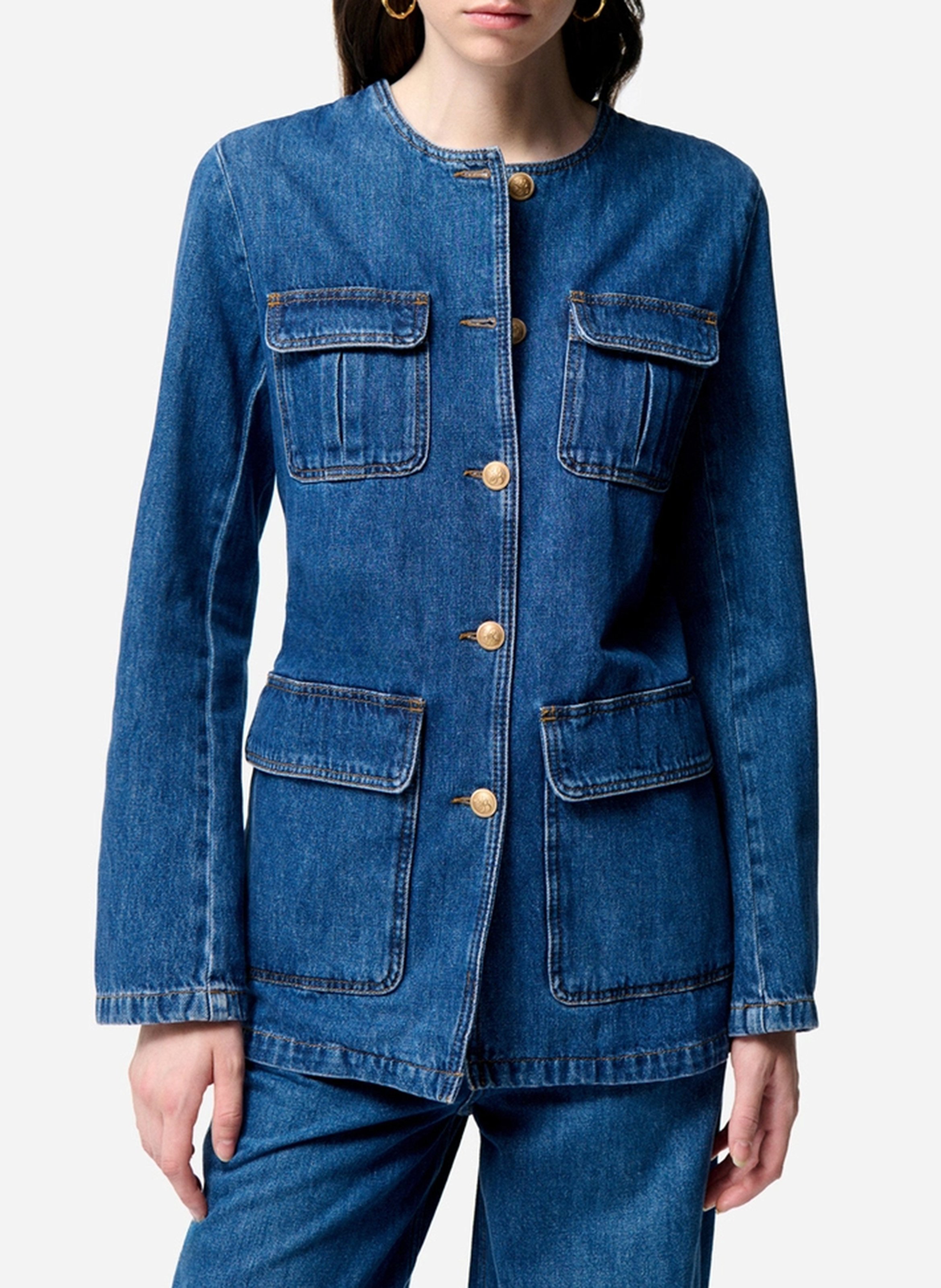 Round neck denim-look jacket VANESSA BRUNO Blue