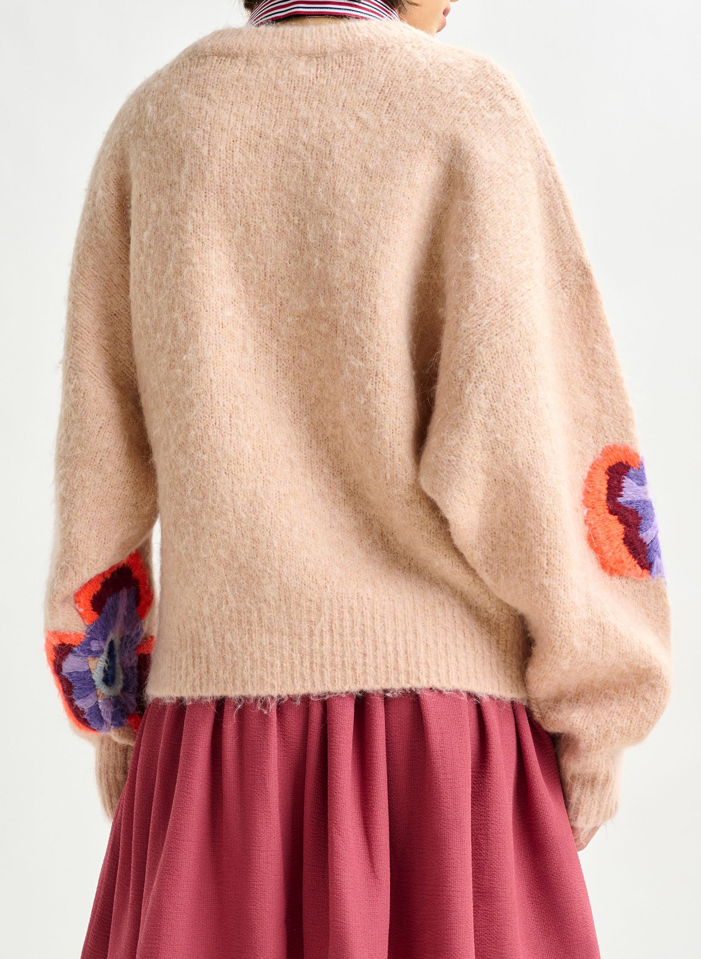 Pull ample jacquard fleuri ESSENTIEL ANTWERP Marron