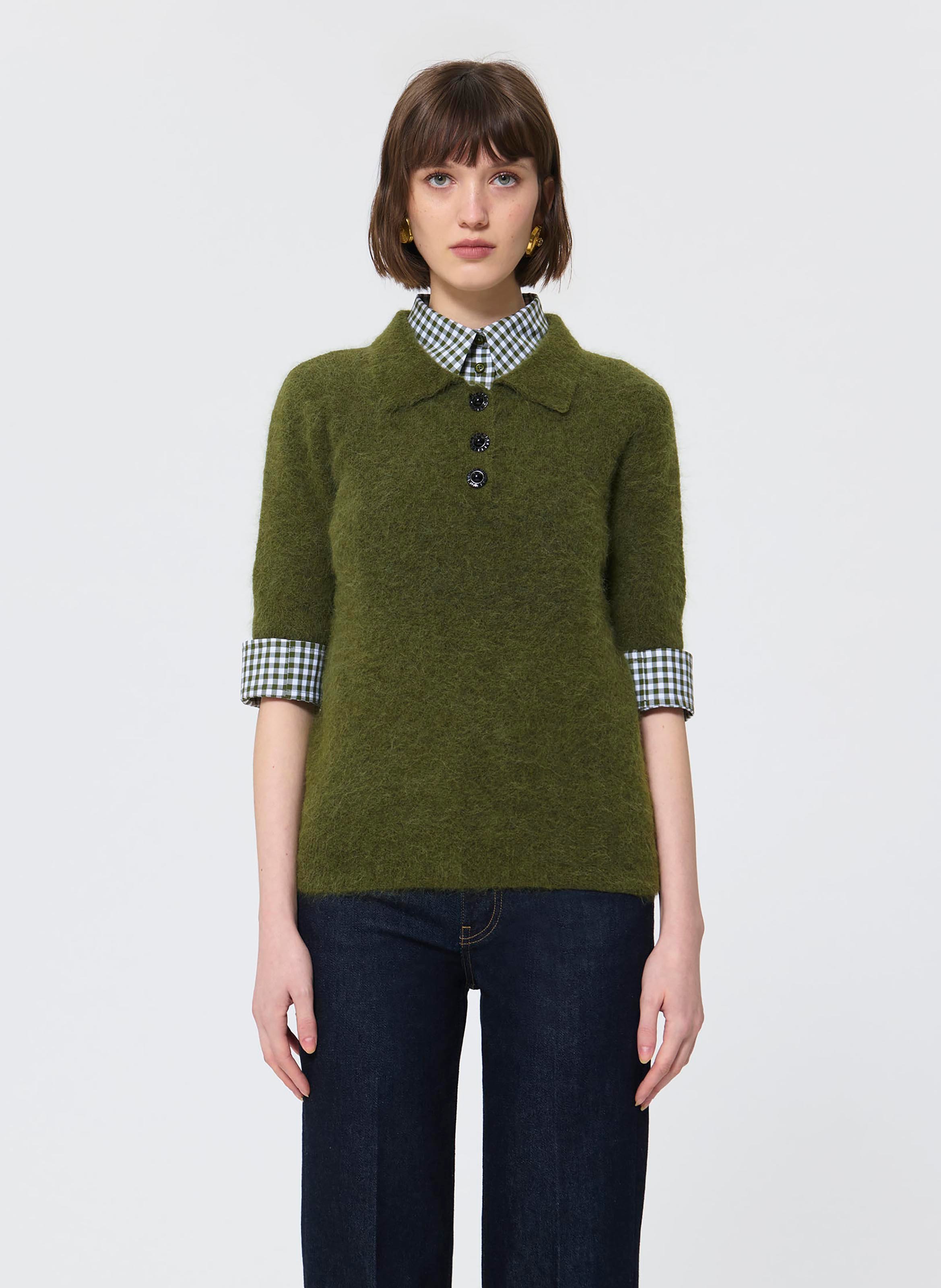 Straight polo in blended alpaca wool TARA JARMON Green