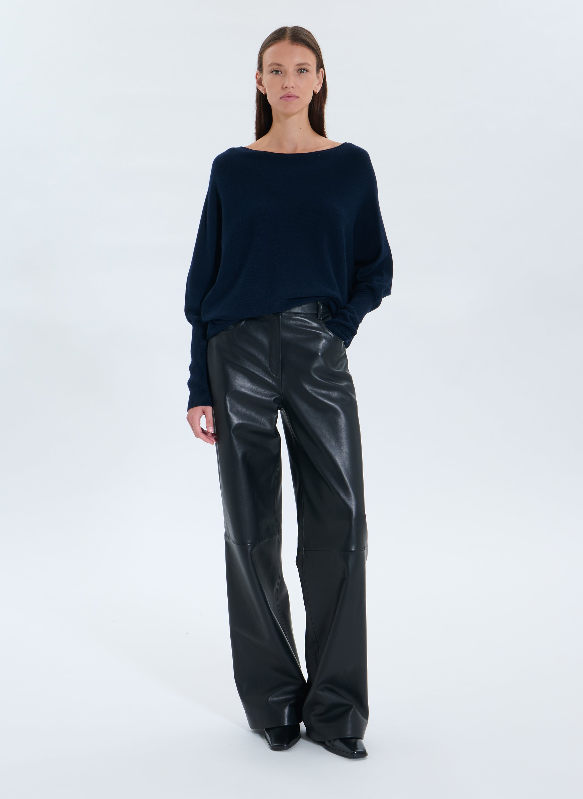 Pull ample à col bateau uni  ZAPA Bleu