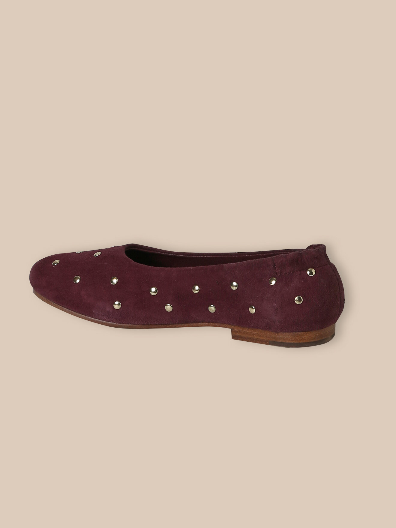 Studded leather ballet flats CYRILLUS Red