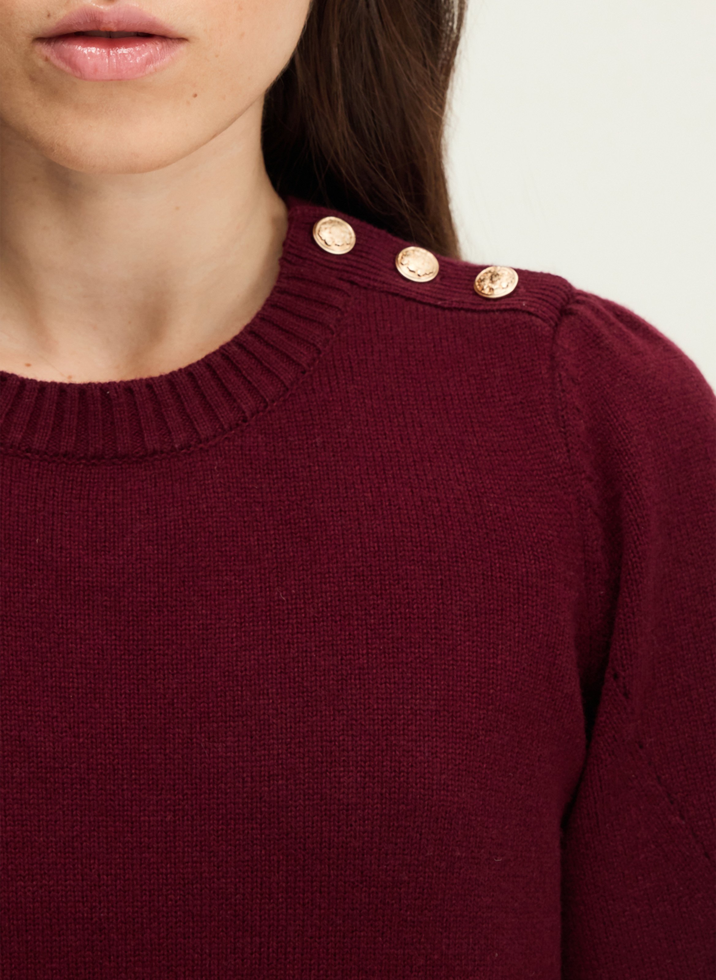 Straight round neck sweater in openwork wool PABLO Red