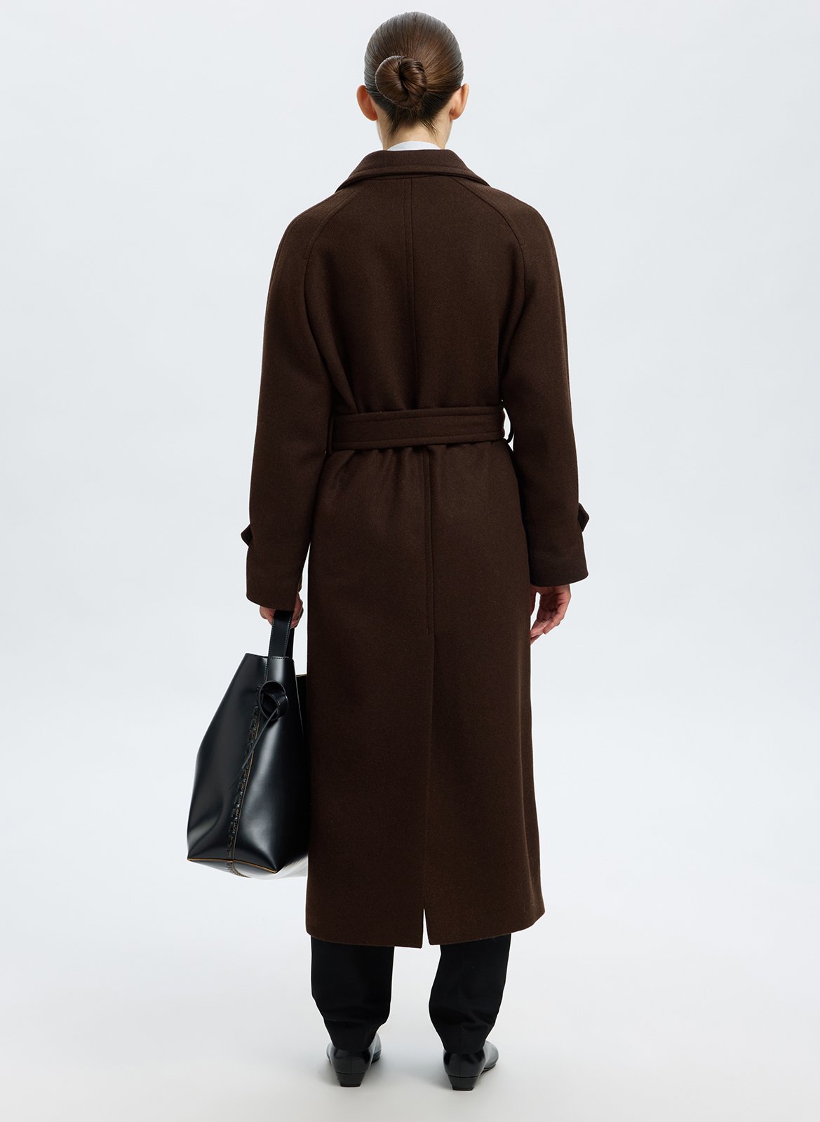 Belted wool blend trench coat SELECTED Brown