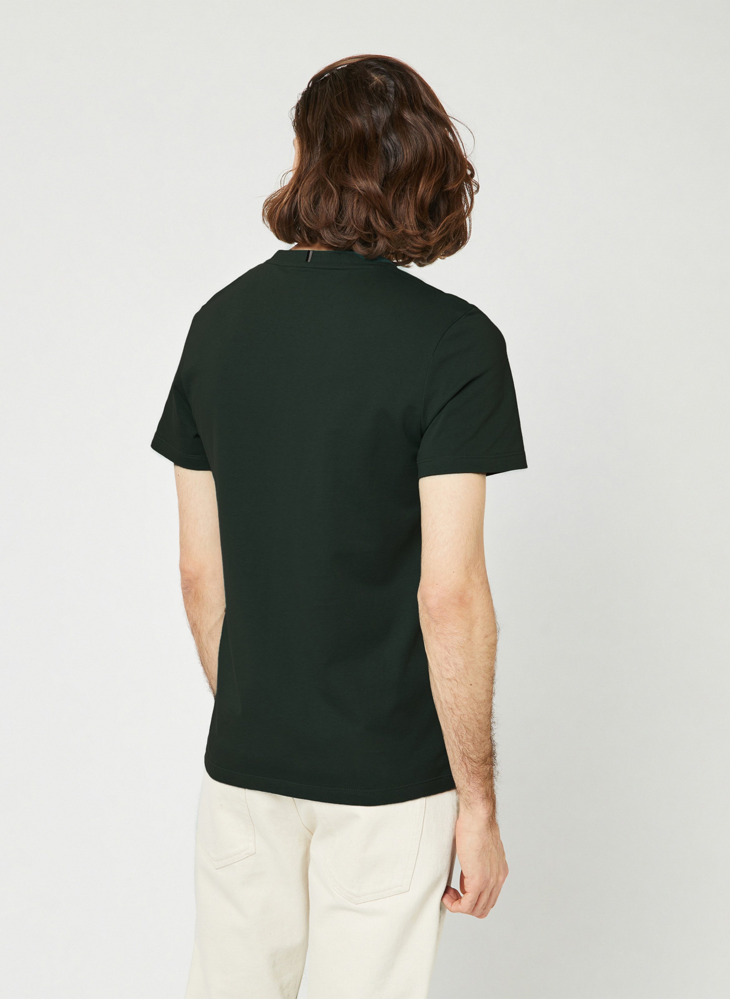 Straight cotton-blend T-shirt FAGUO Green