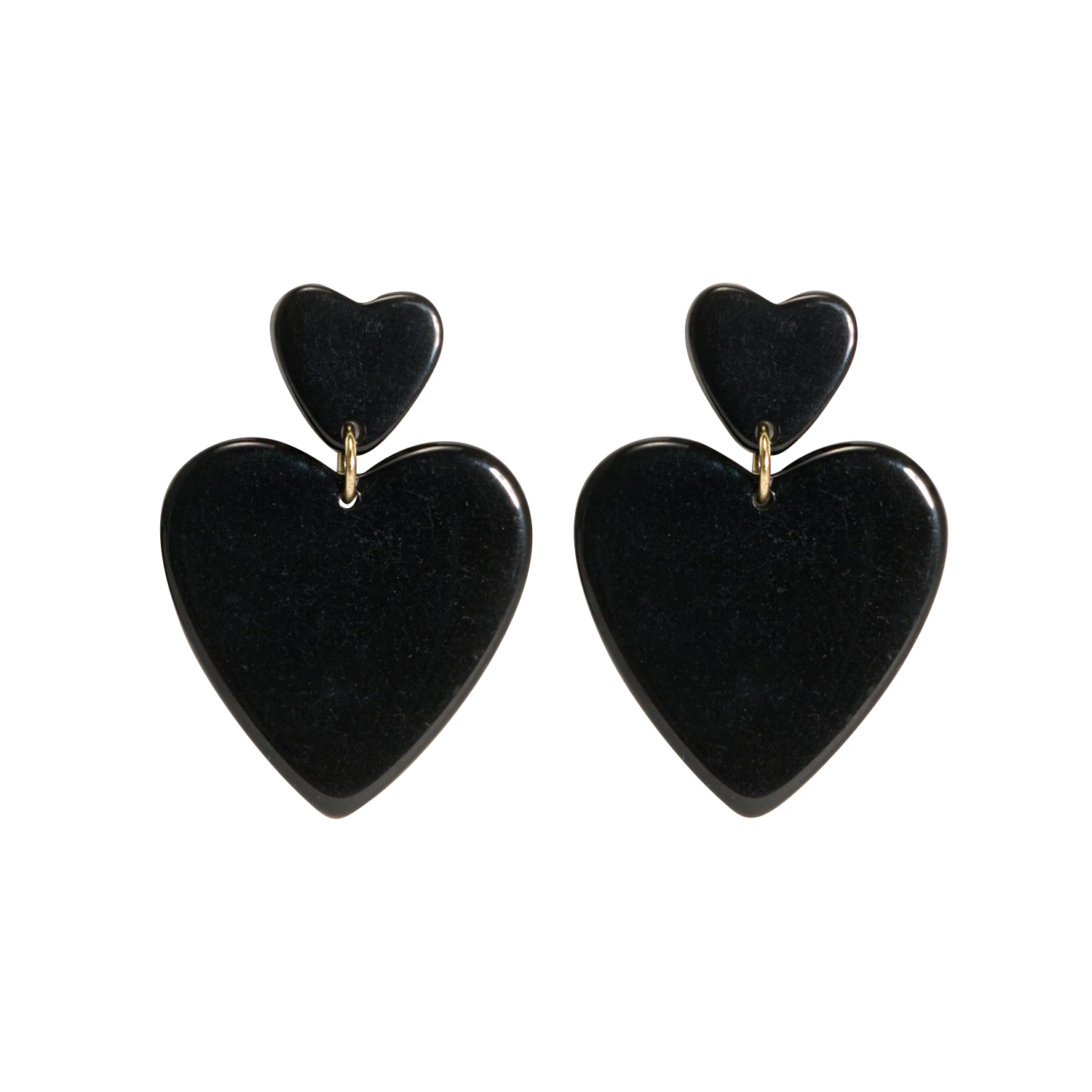 Pendientes doble corazón FEEKA Negro