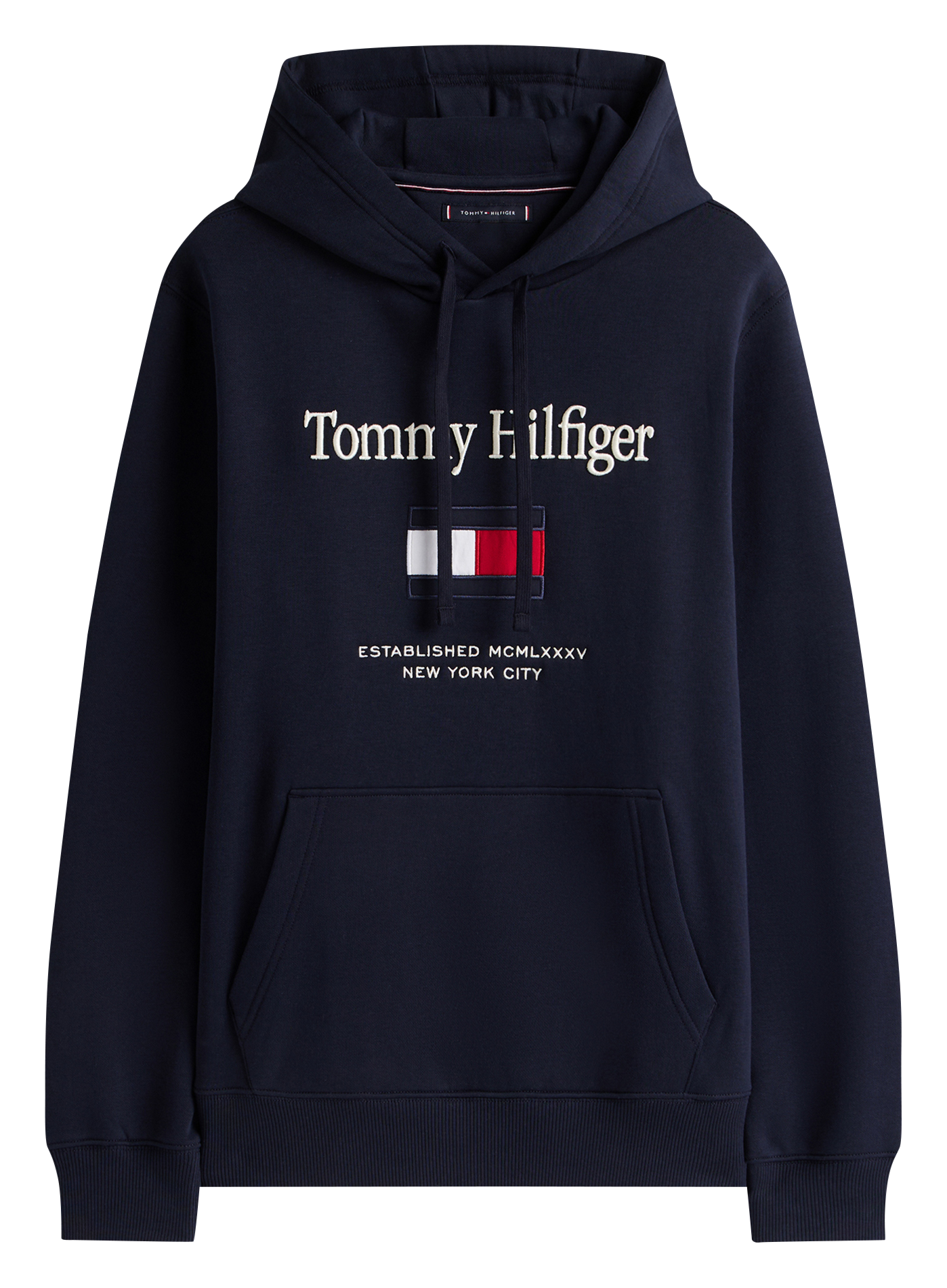 Sweat à capuche droit en coton mélangé TOMMY HILFIGER Bleu