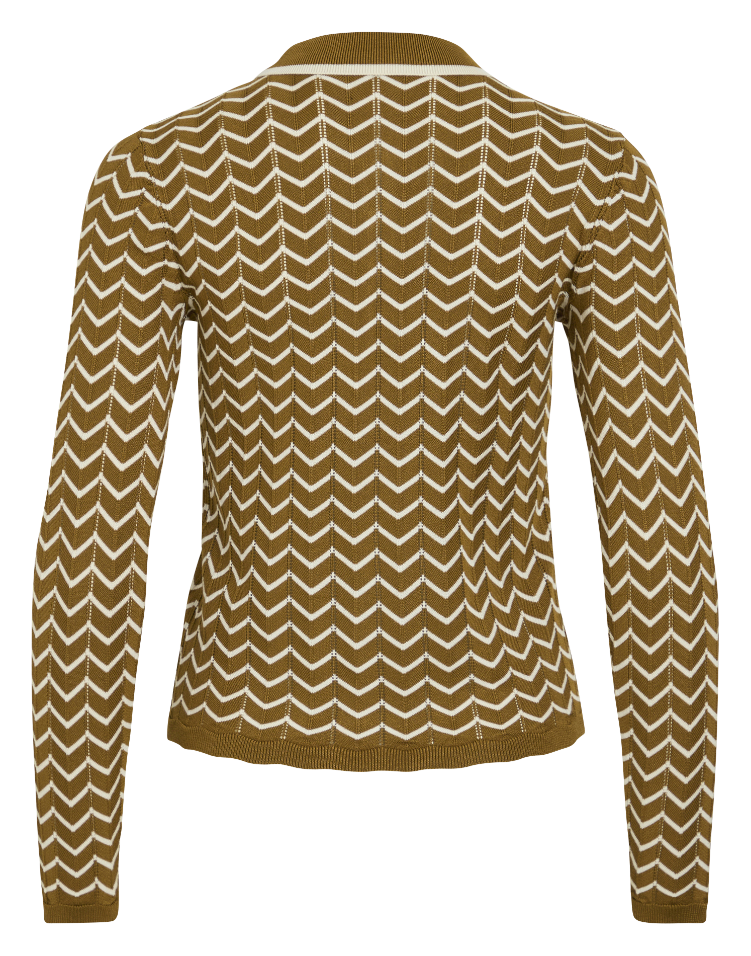 Fitted Long-Sleeve Printed Polo VILA Brown