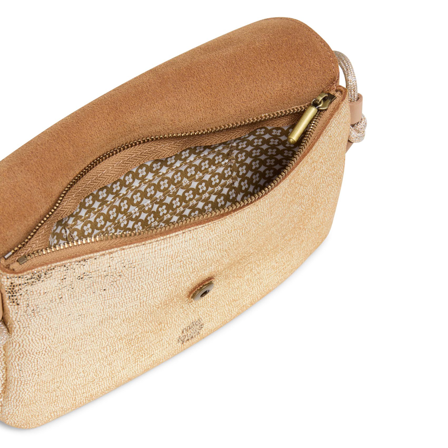 Metallic leather clutch MILA LOUISE Beige