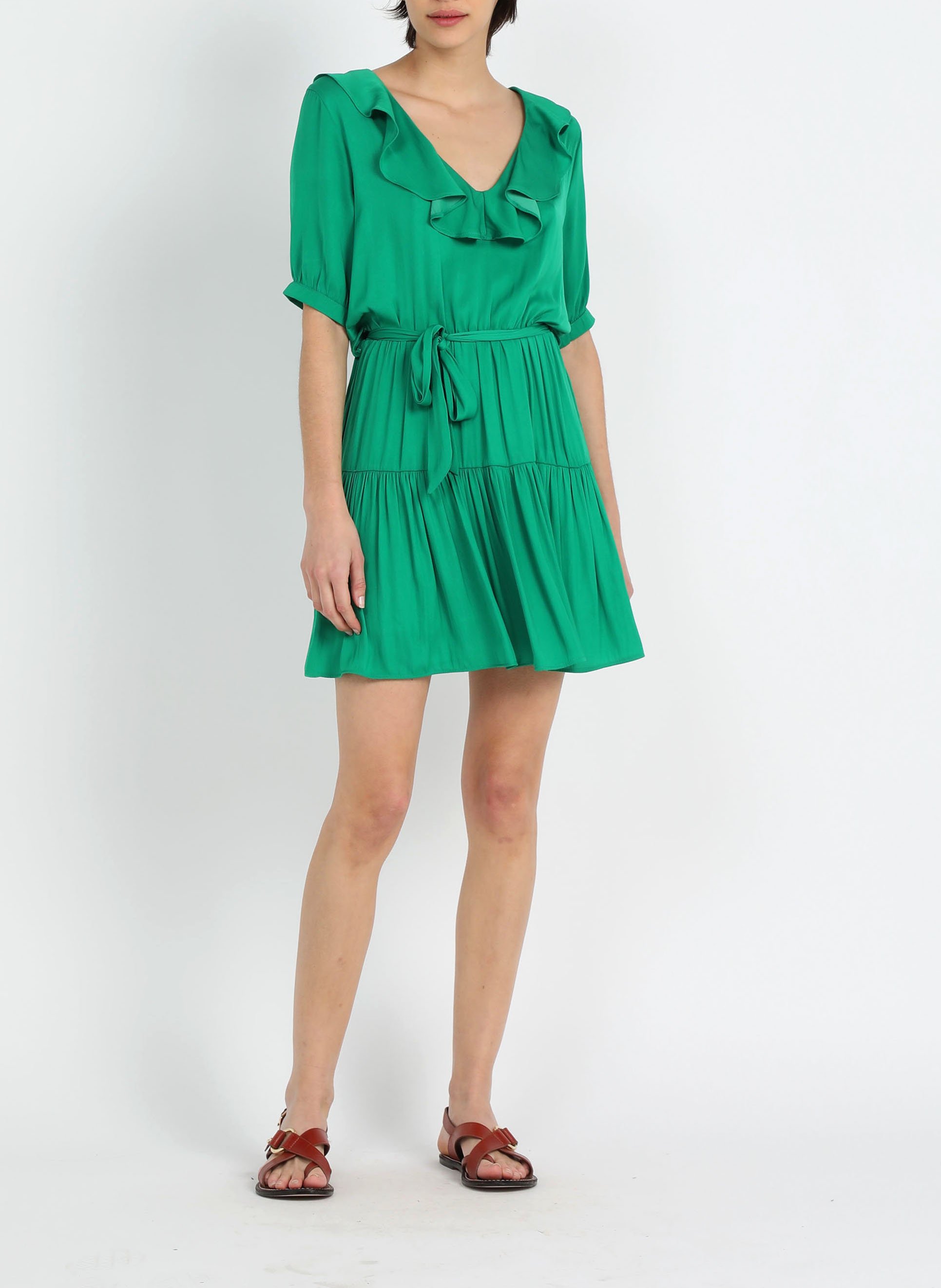 Fließendes Kurzkleid aus Viskose EMILE ET IDA Grun