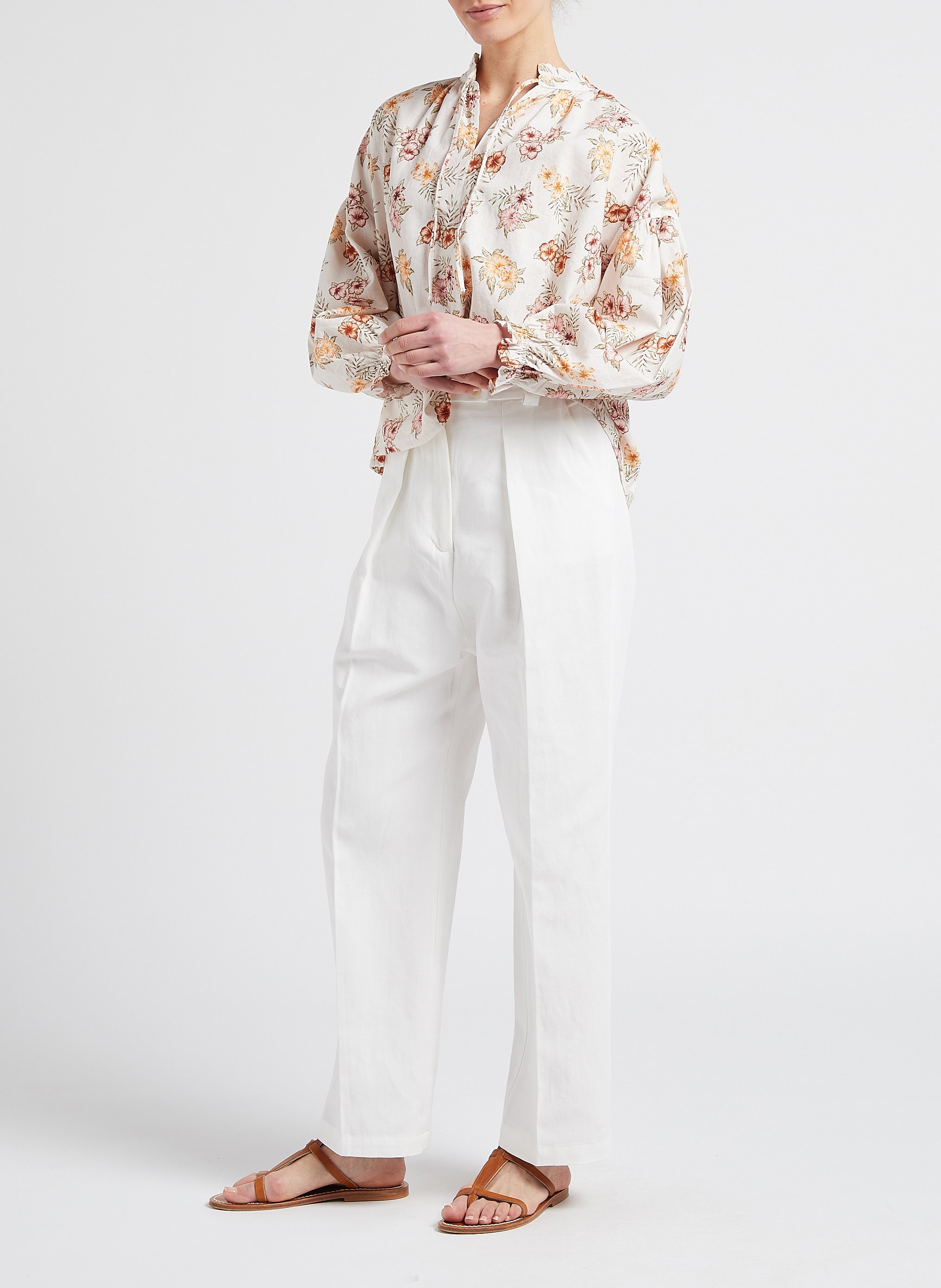 Straight-leg cotton-blend pants THE NEW SOCIETY White