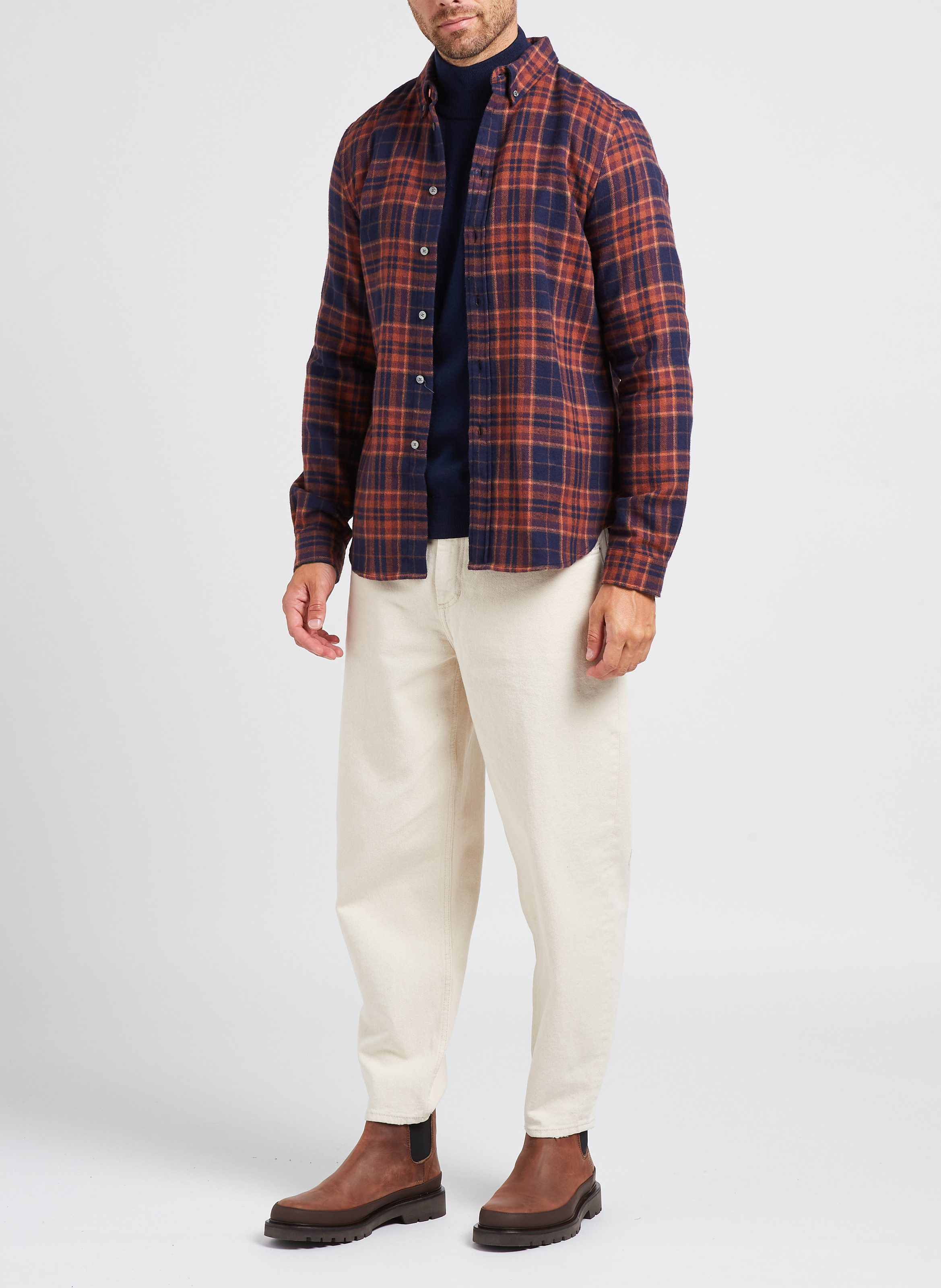 Chemise col classique à carreaux en coton  PAUL SMITH Bleu