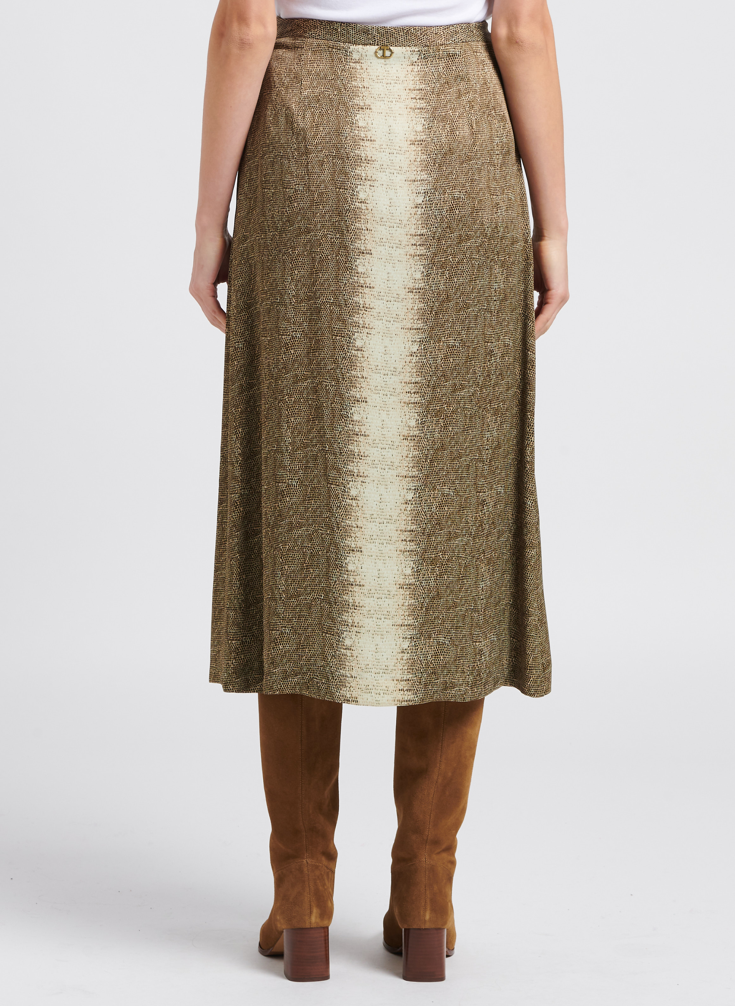 Lizard print midi skirt TWINSET Brown