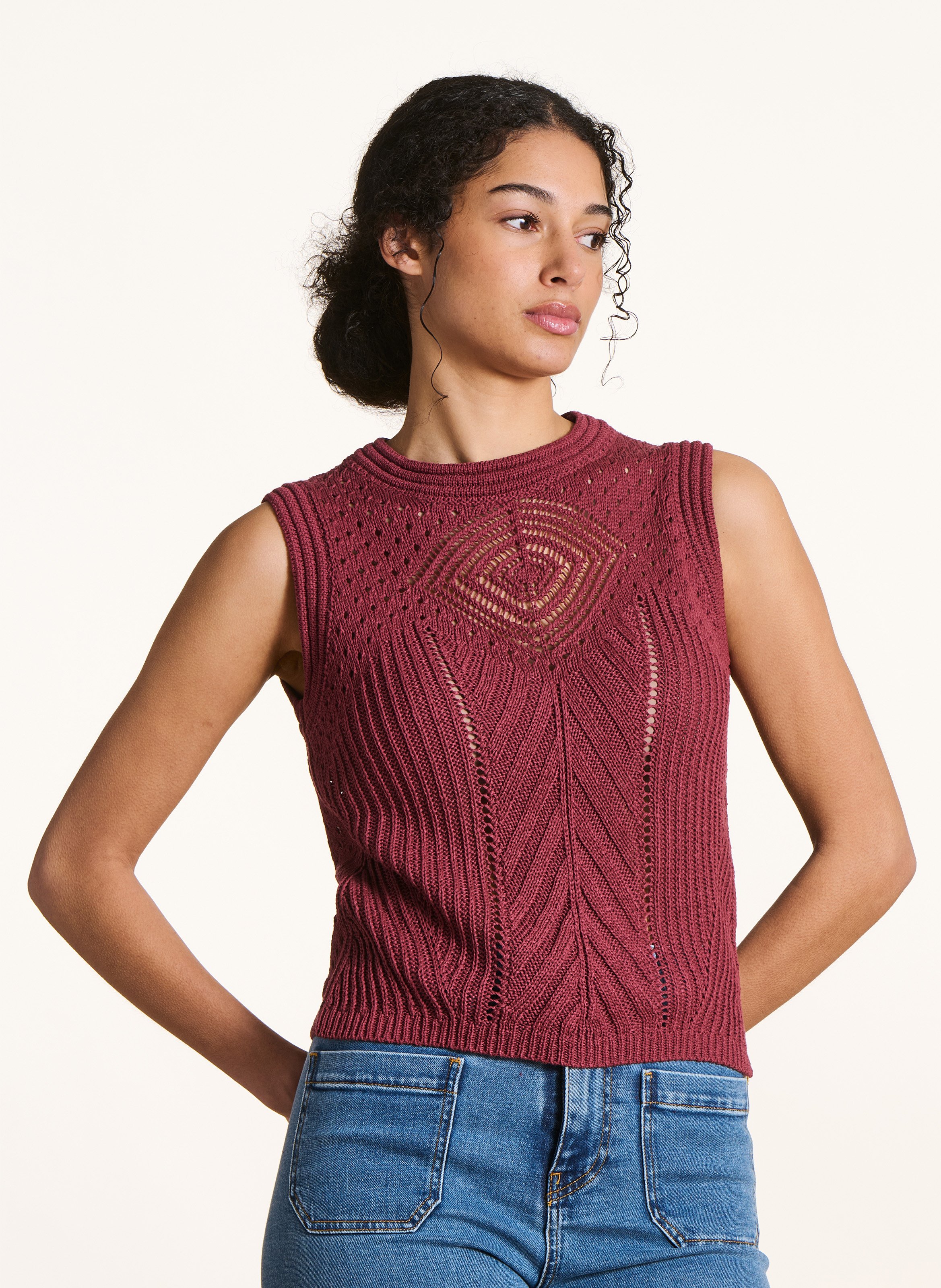 Straight round-neck knit sweater LA FEE MARABOUTEE