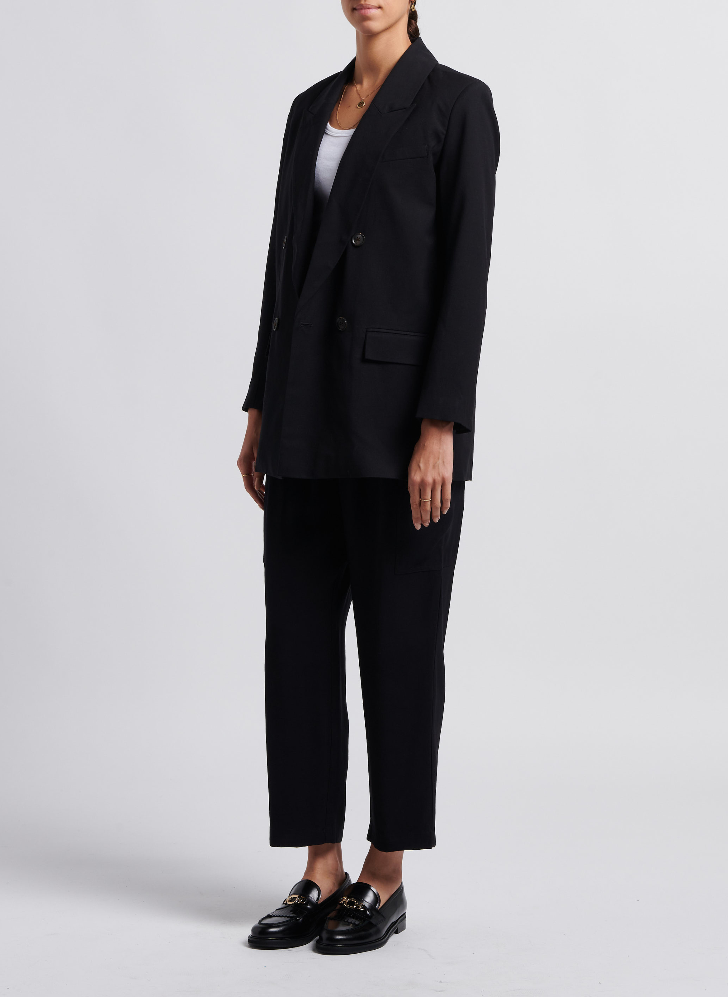 Pantalon cargo taille haute large VILA Noir