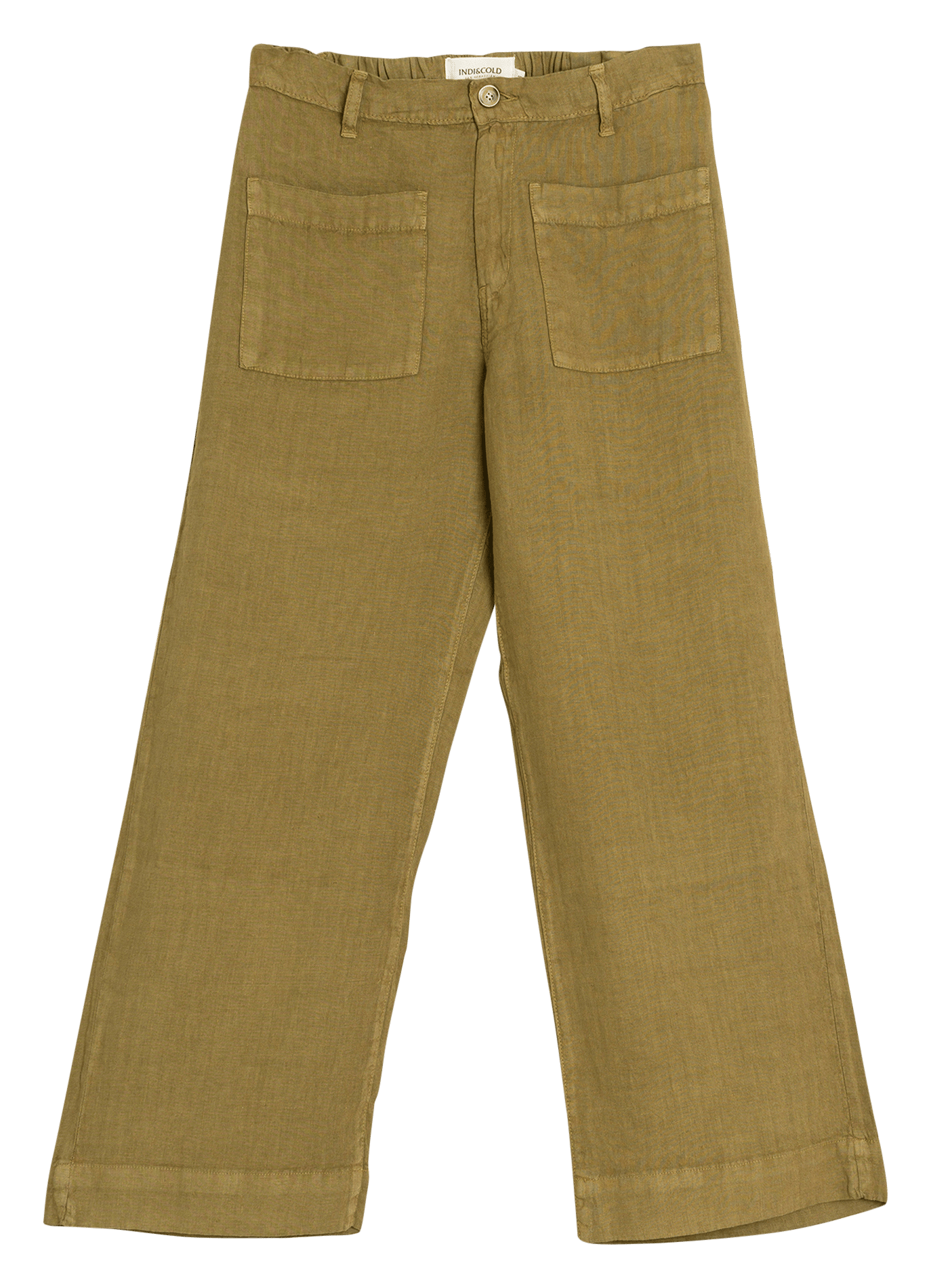 Marlenehose aus Leinen mit hohem Bund INDI & COLD Khaki