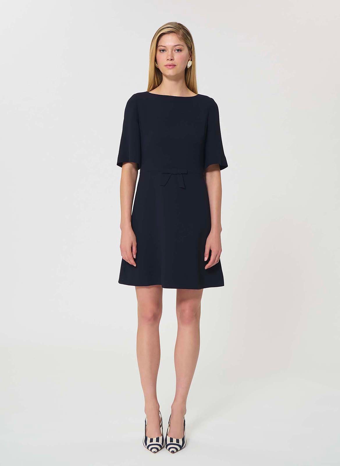 Short flowing crepe round-neck dress TARA JARMON