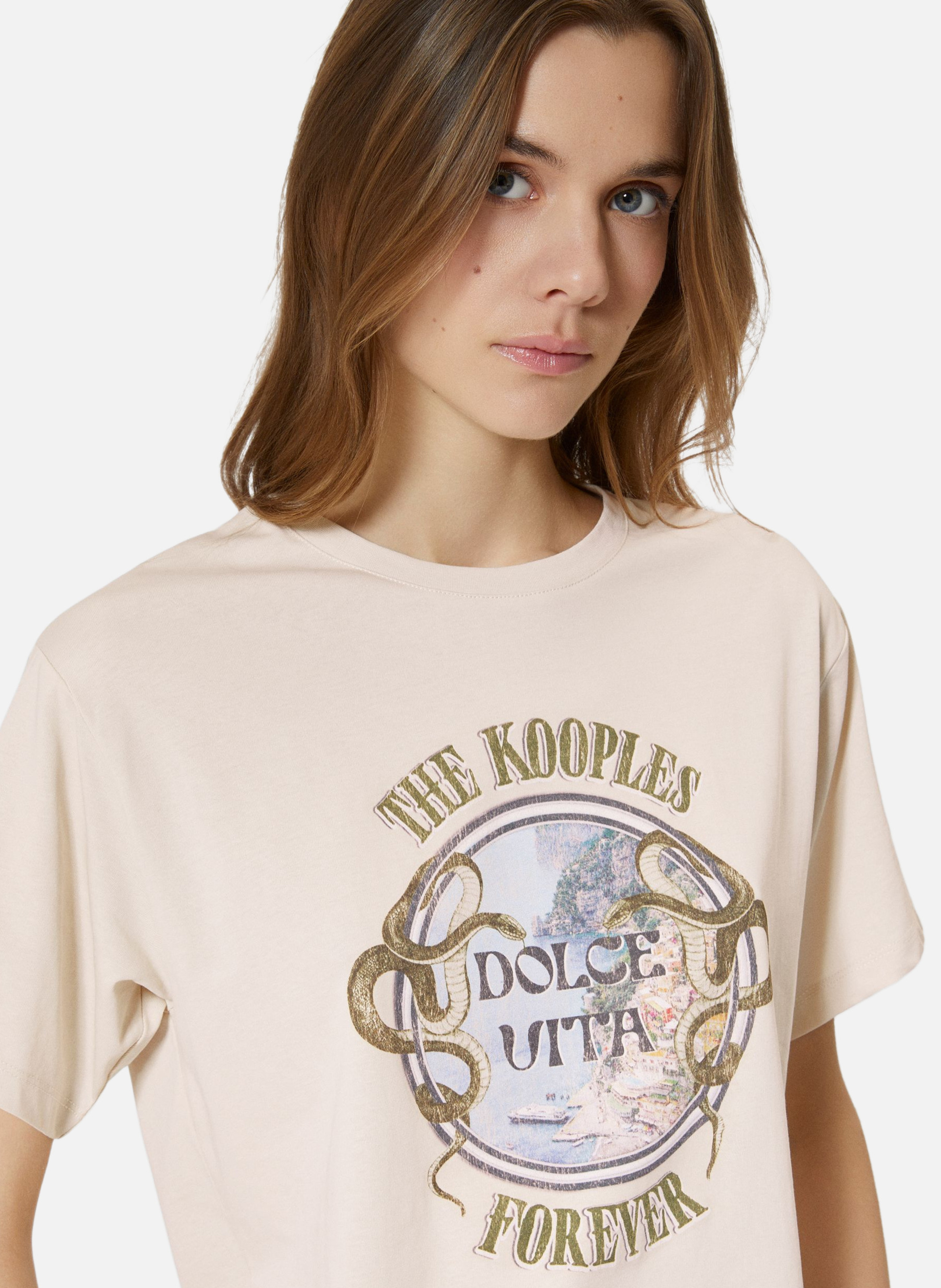 T-shirt with screen printing THE KOOPLES Beige