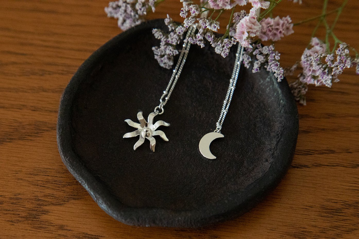 Gold-plated moon necklace MONSIEUR SIMONE Silver