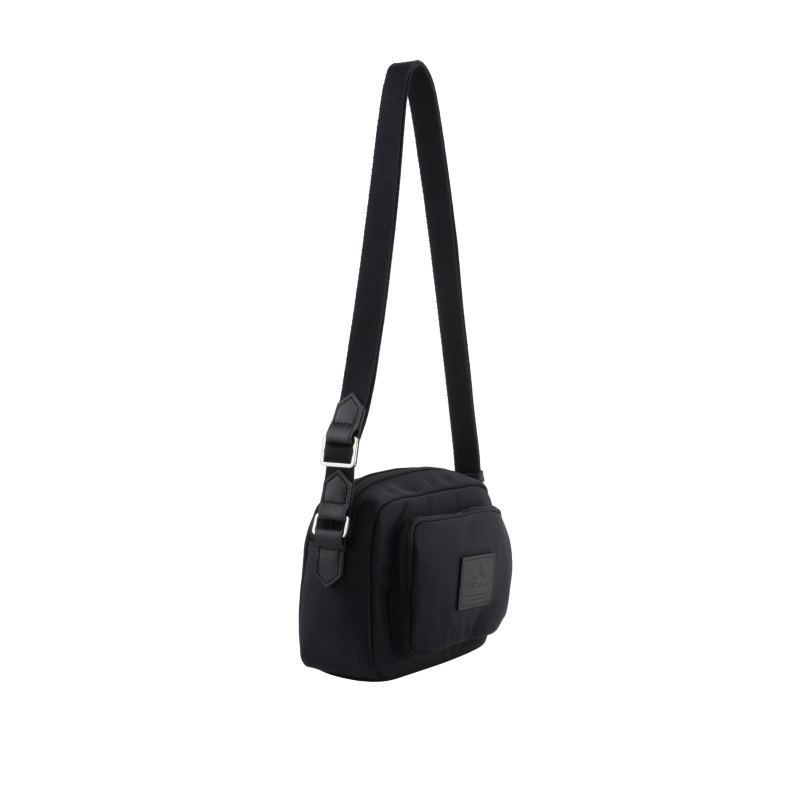 Crossbody bag in canvas trimmed with leather Black