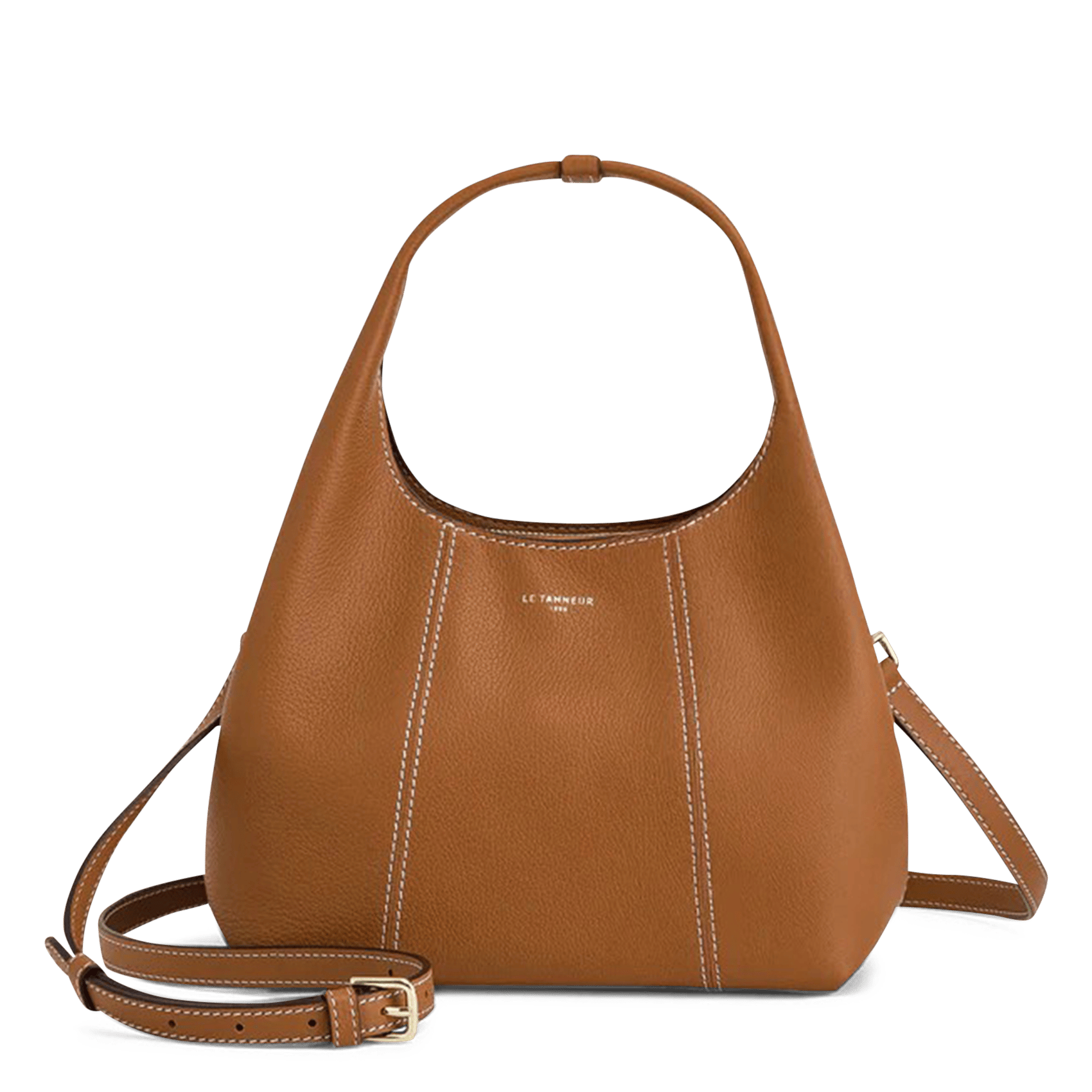 Grained leather shoulder bag LE TANNEUR Brown