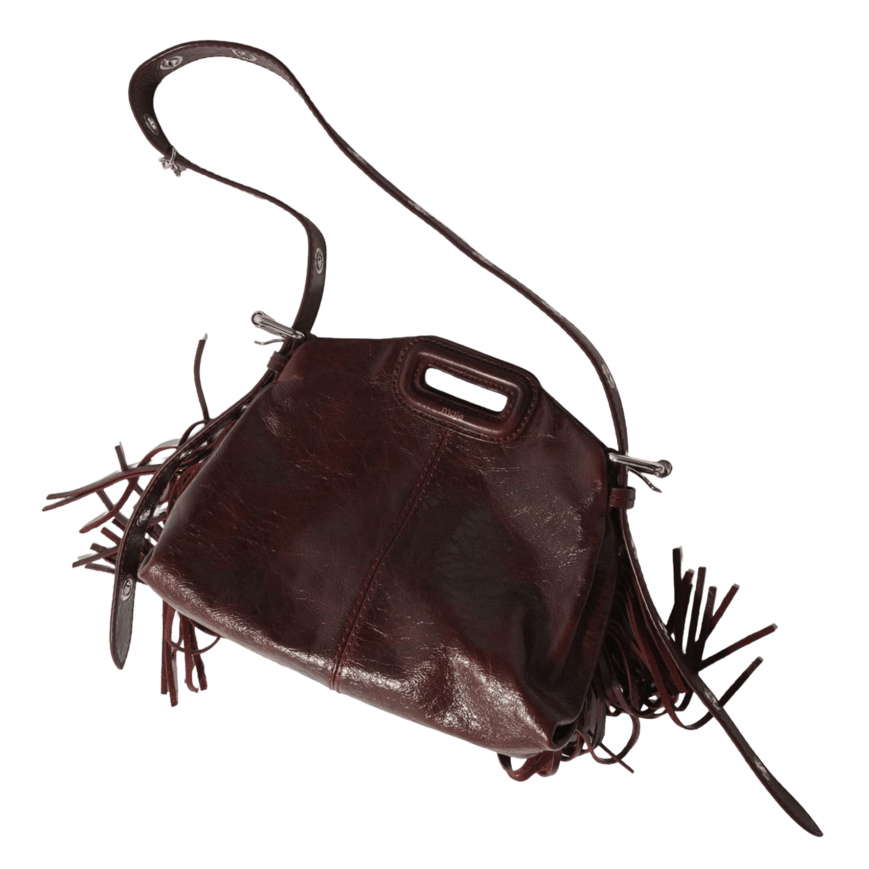 Sac bandoulière en cuir MAJE Rouge