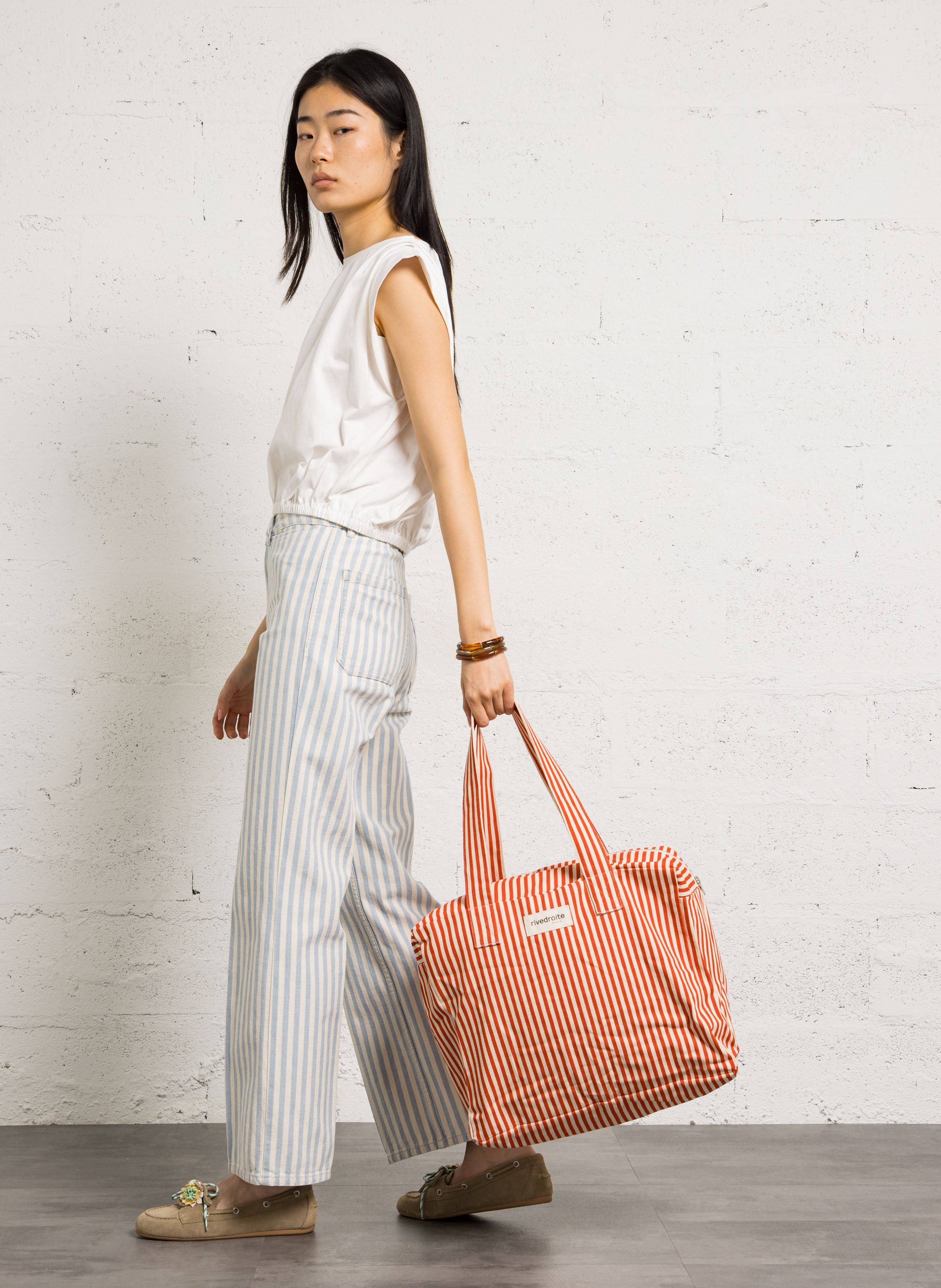 Sac week-end en coton recyclé imprimé RIVEDROITE PARIS Multicolore