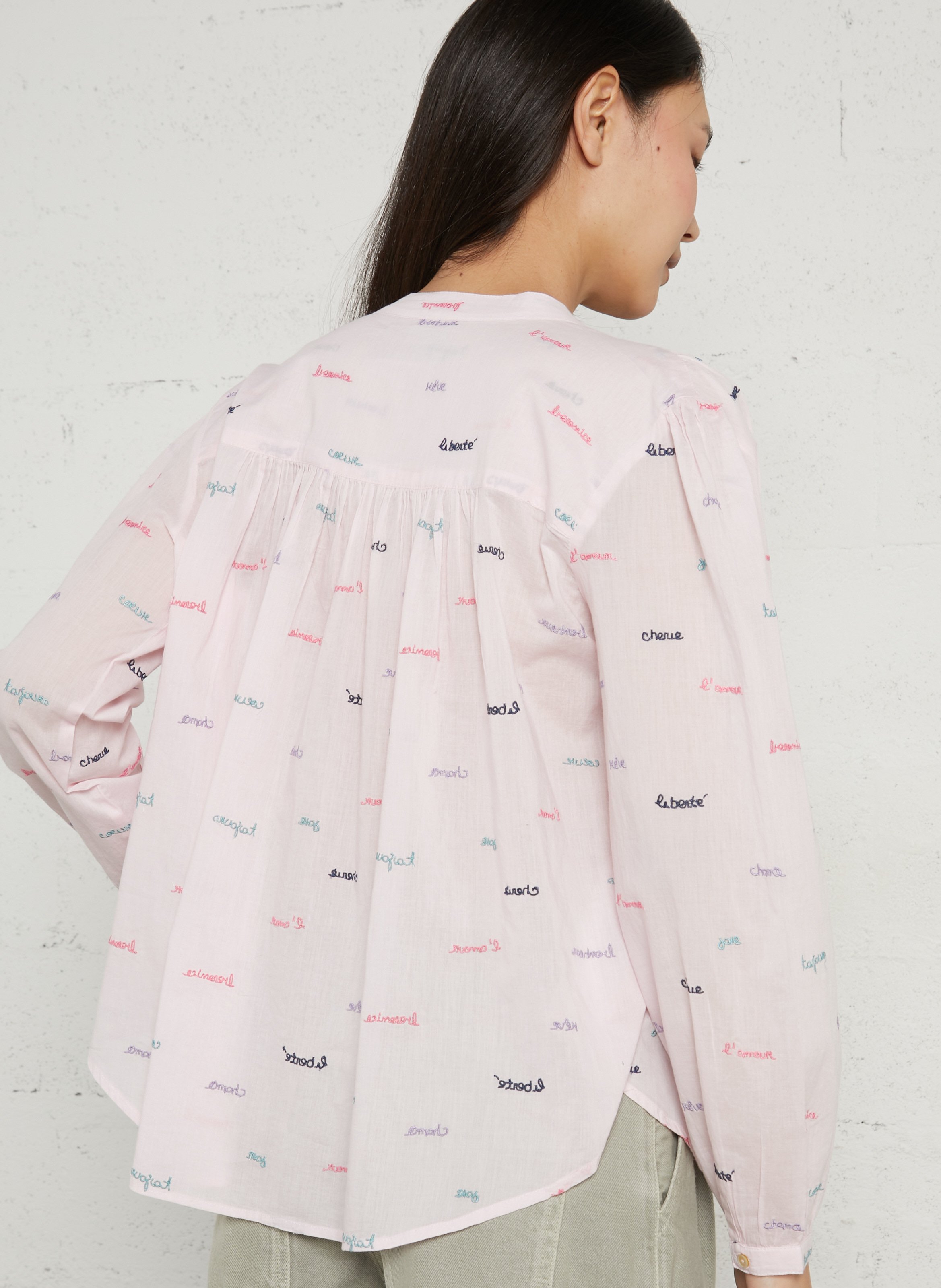 - Embroidered cotton shirt BERENICE Pink