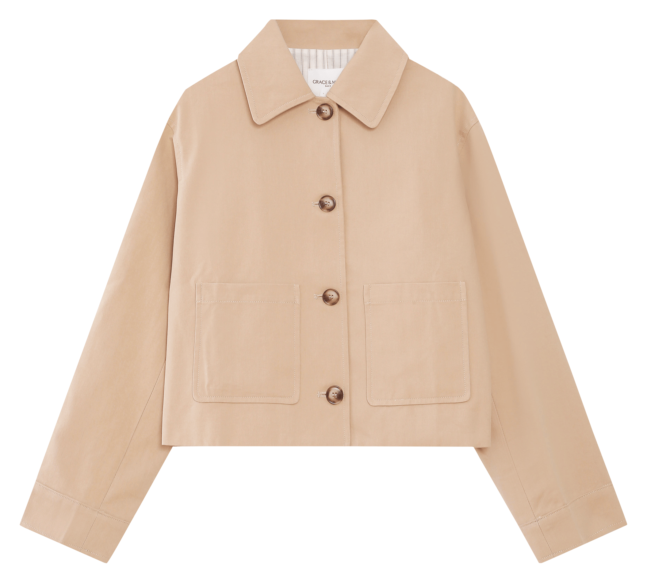 Cotton-blend coat with classic collar GRACE ET MILA Beige