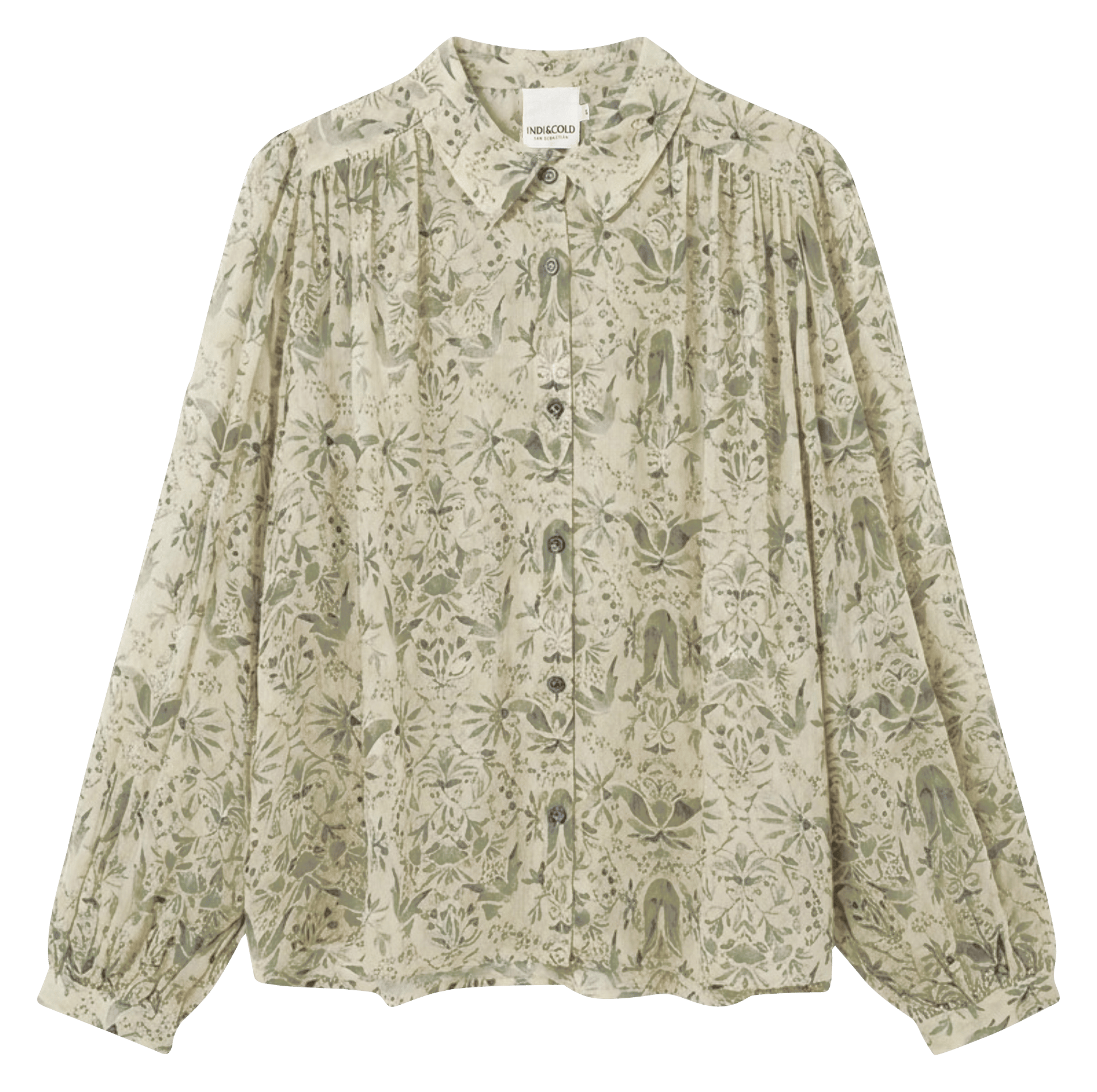 Loose-fit shirt with classic collar INDI & COLD Green