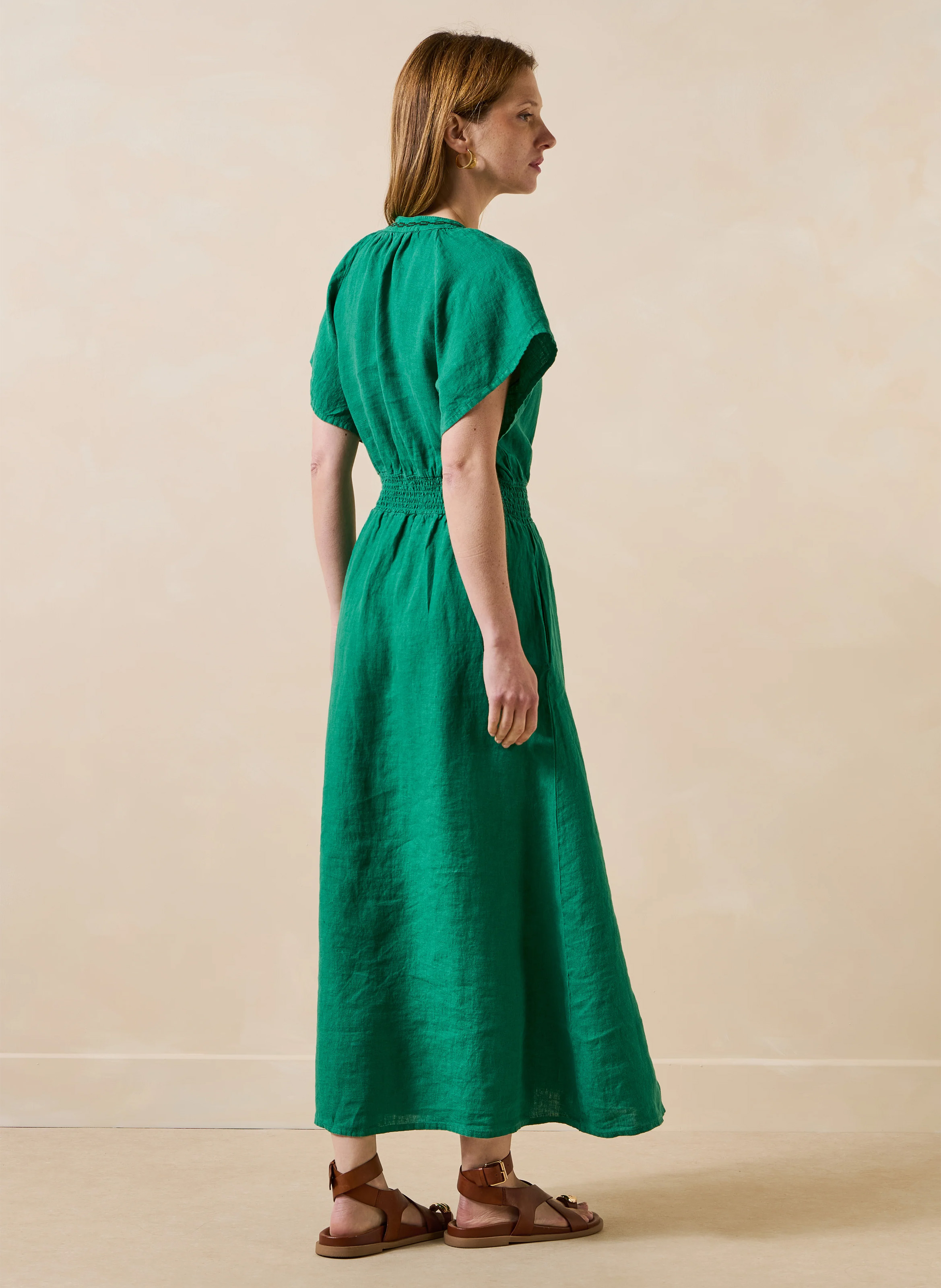 Robe longue ample en lin LA FEE MARABOUTEE Vert