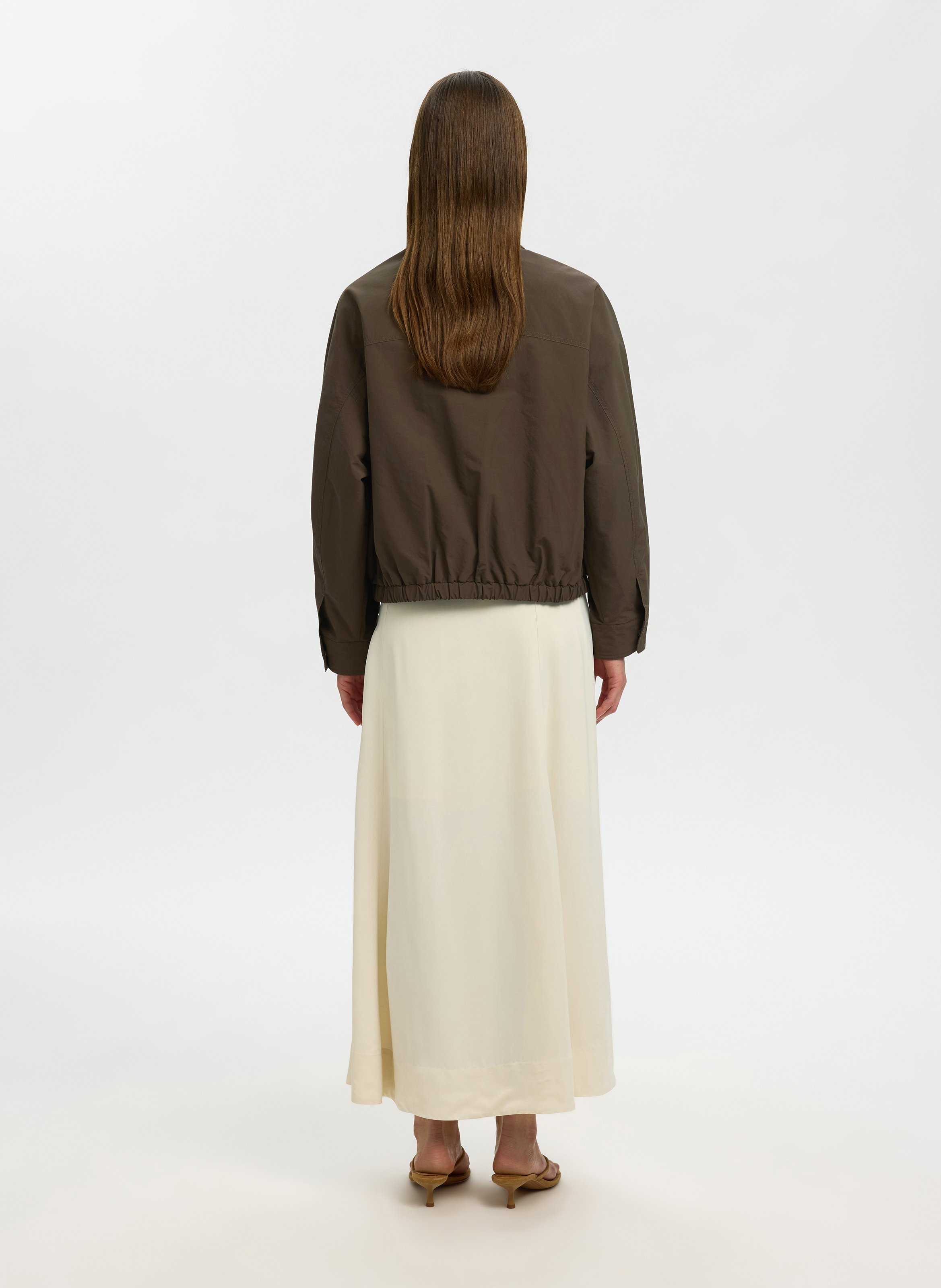 Straight high-neck jacket SELECTED Brown