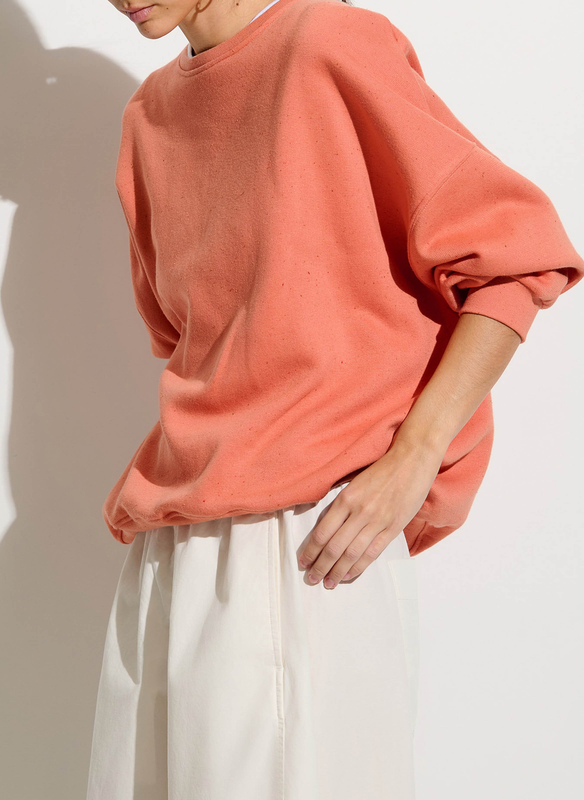 Oversized round-neck cotton-blend sweatshirt | Pink SESSUN Women