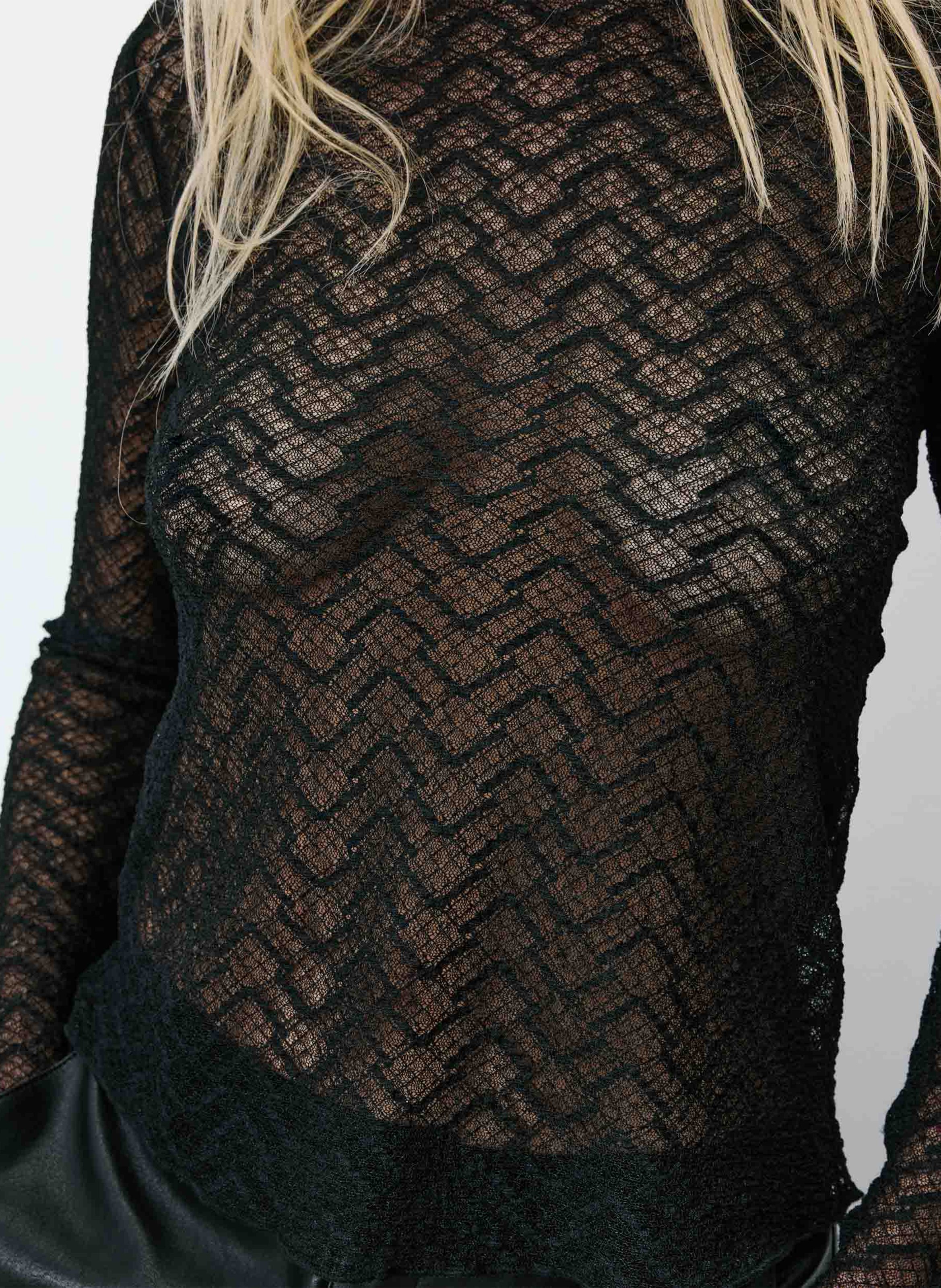 Straight round-neck lace top | Black GRACE ET MILA Women