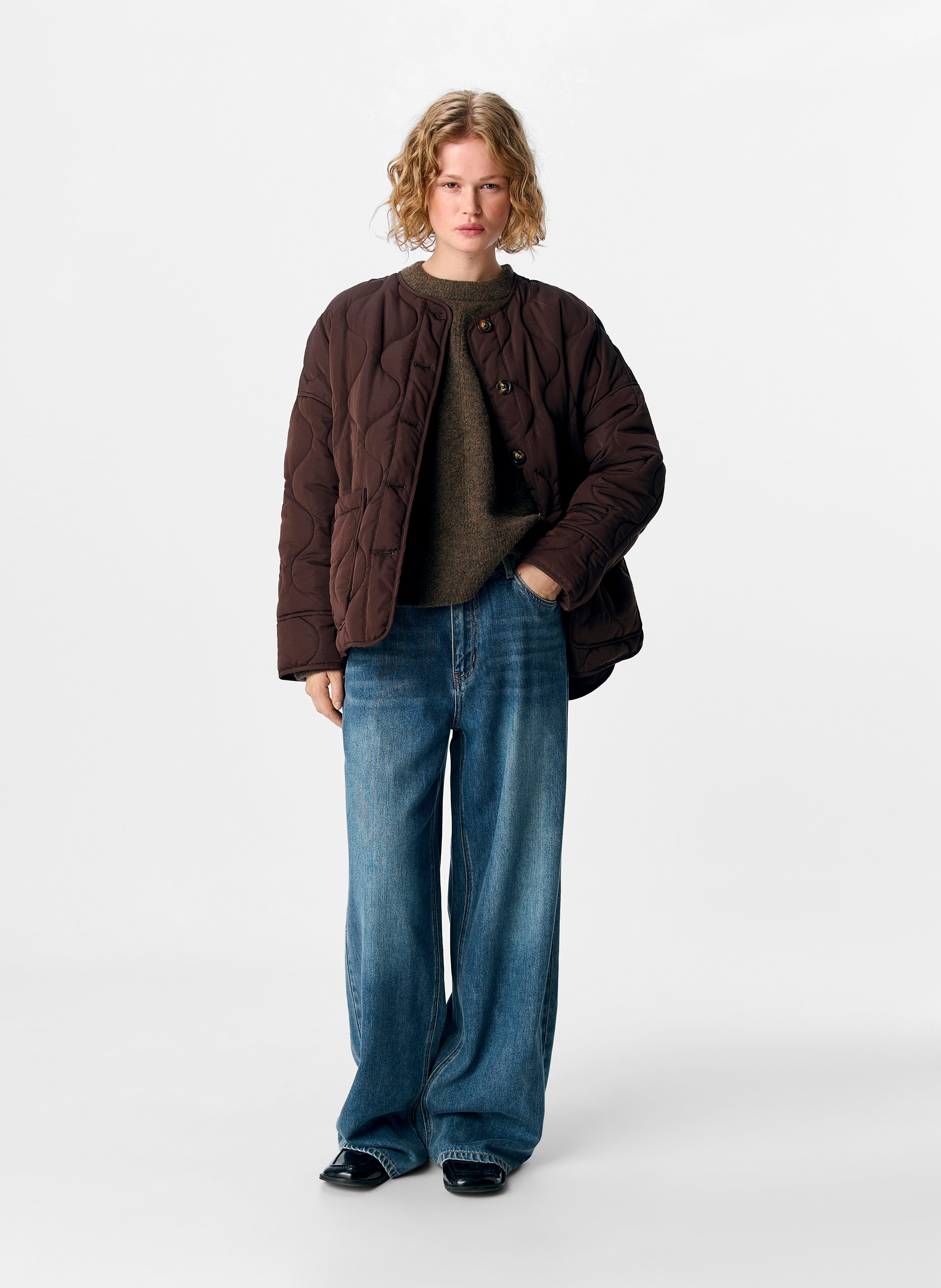Veste droite matelassée  OBJECT Marron