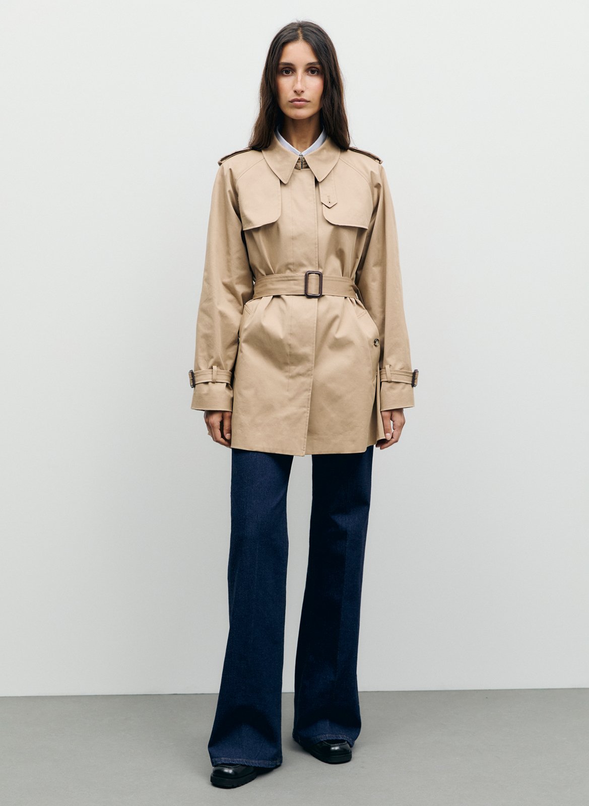 Buttoned belted trench coat GERARD DAREL Beige