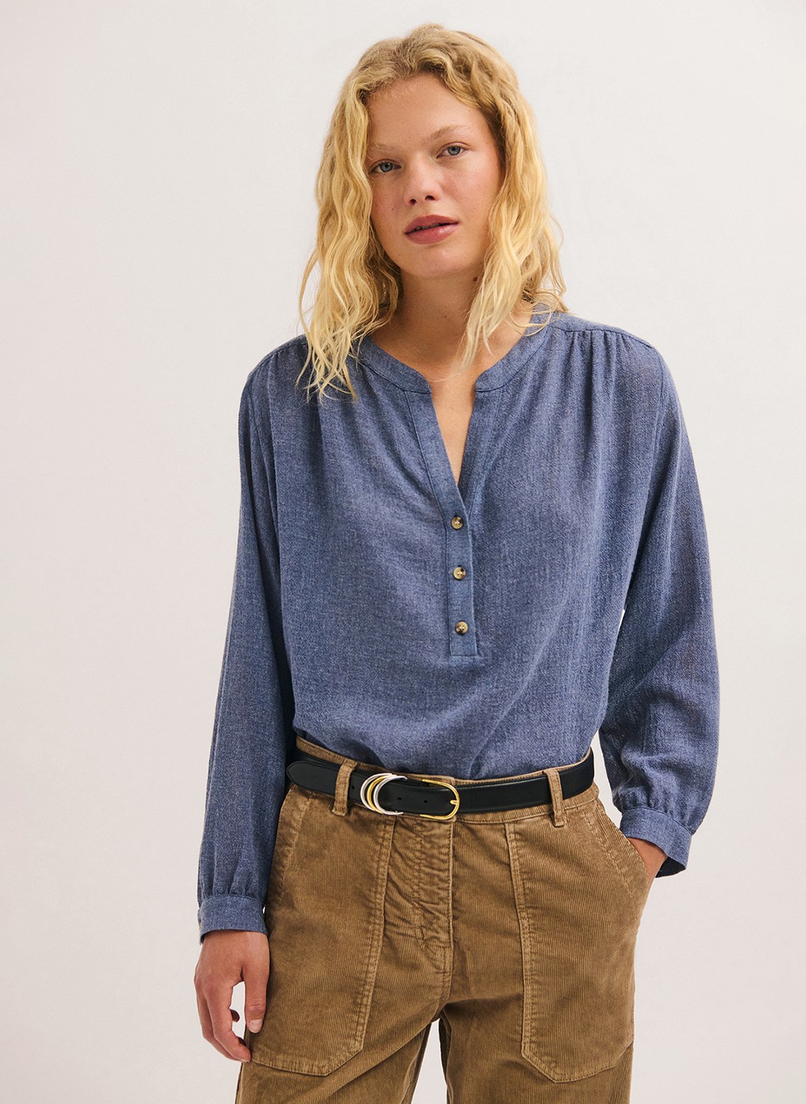 Top oversize col tunisien PABLO Bleu